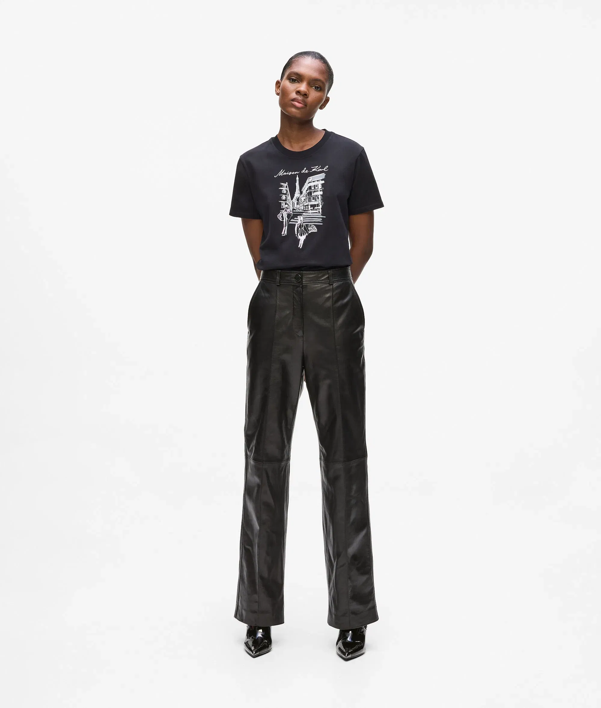 Karl Lagerfeld Leather Pants Black