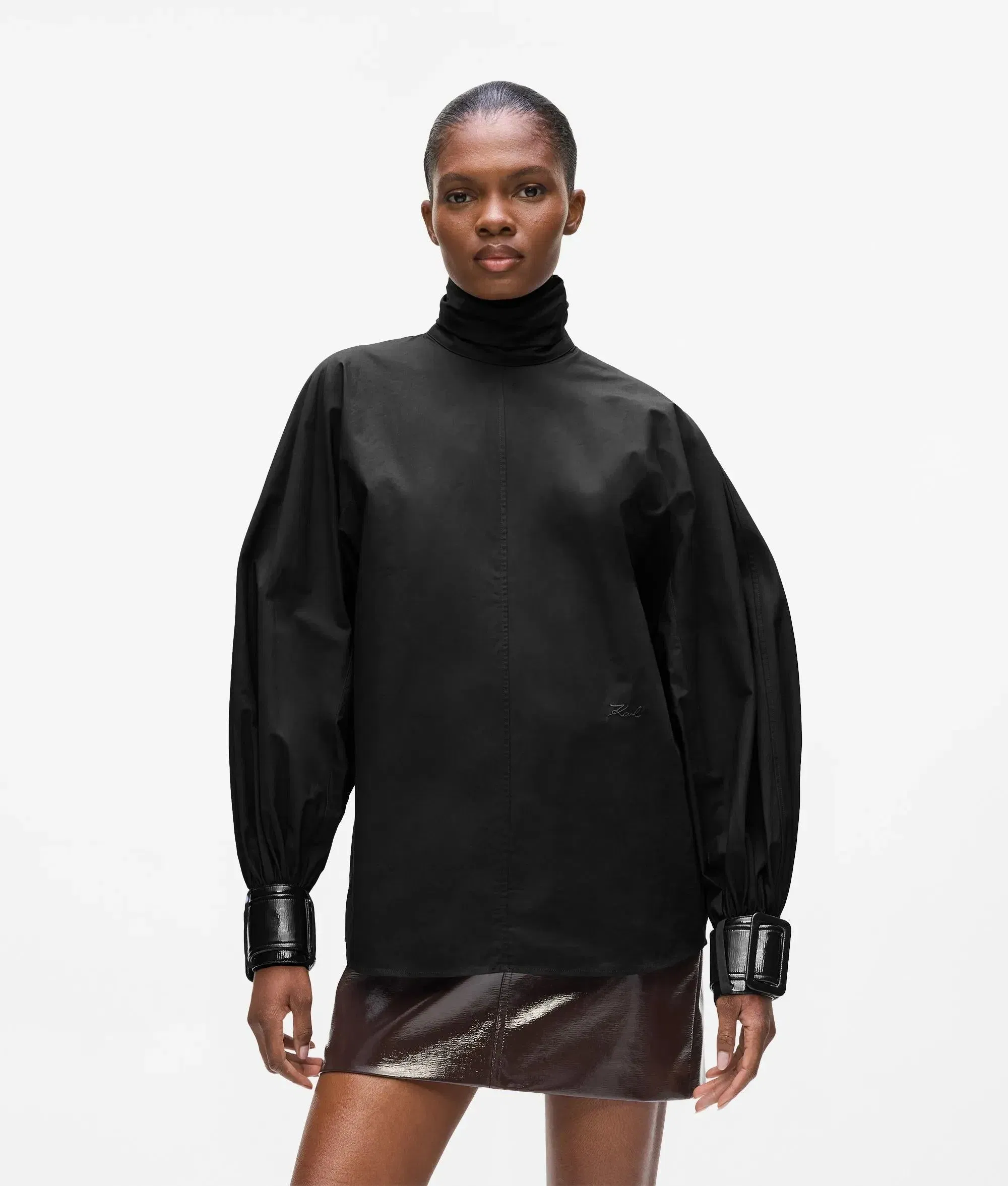 Karl Lagerfeld Balloon Sleeve Blouse Black