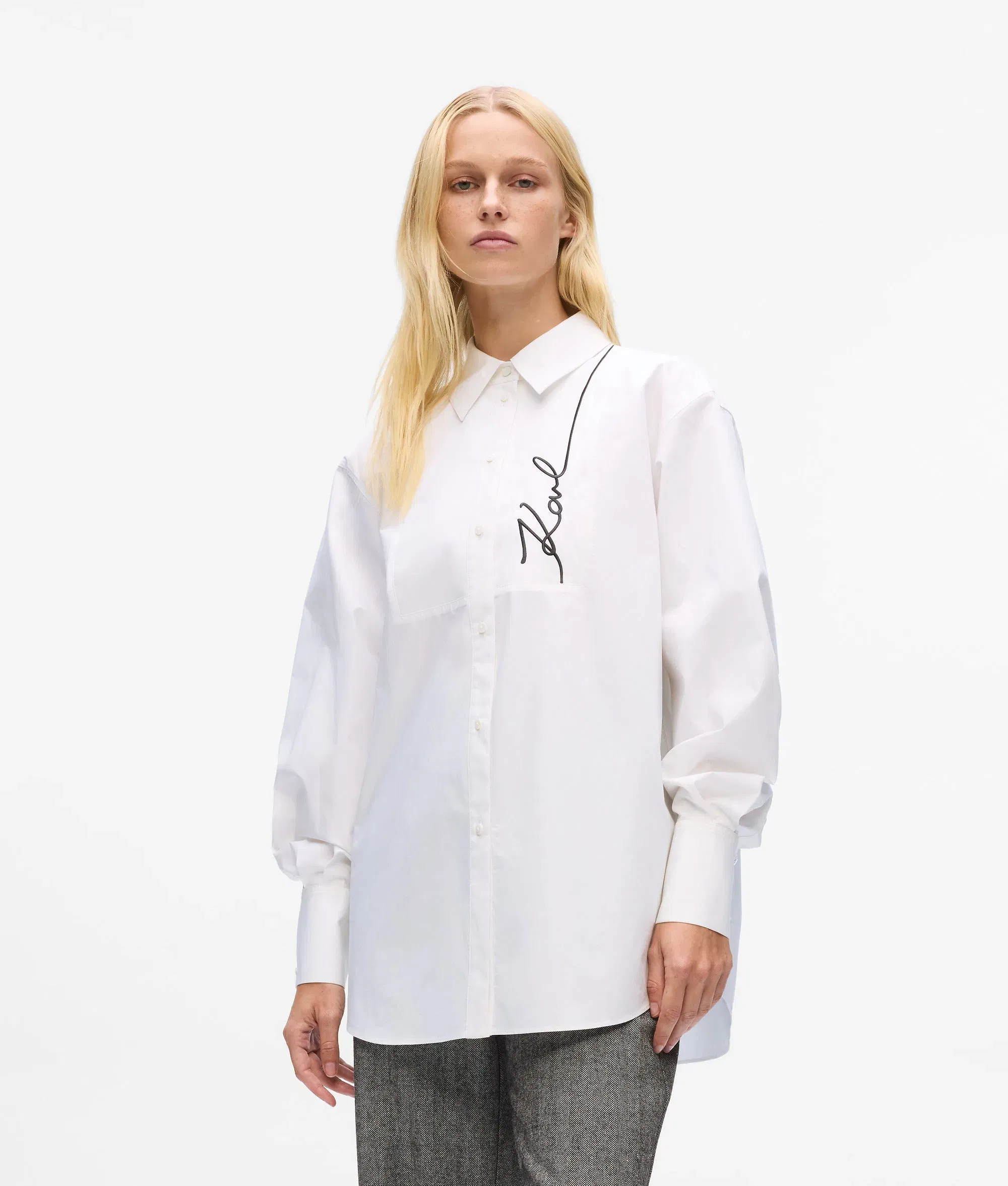 Karl Lagerfeld Signature Poplin Shirt White