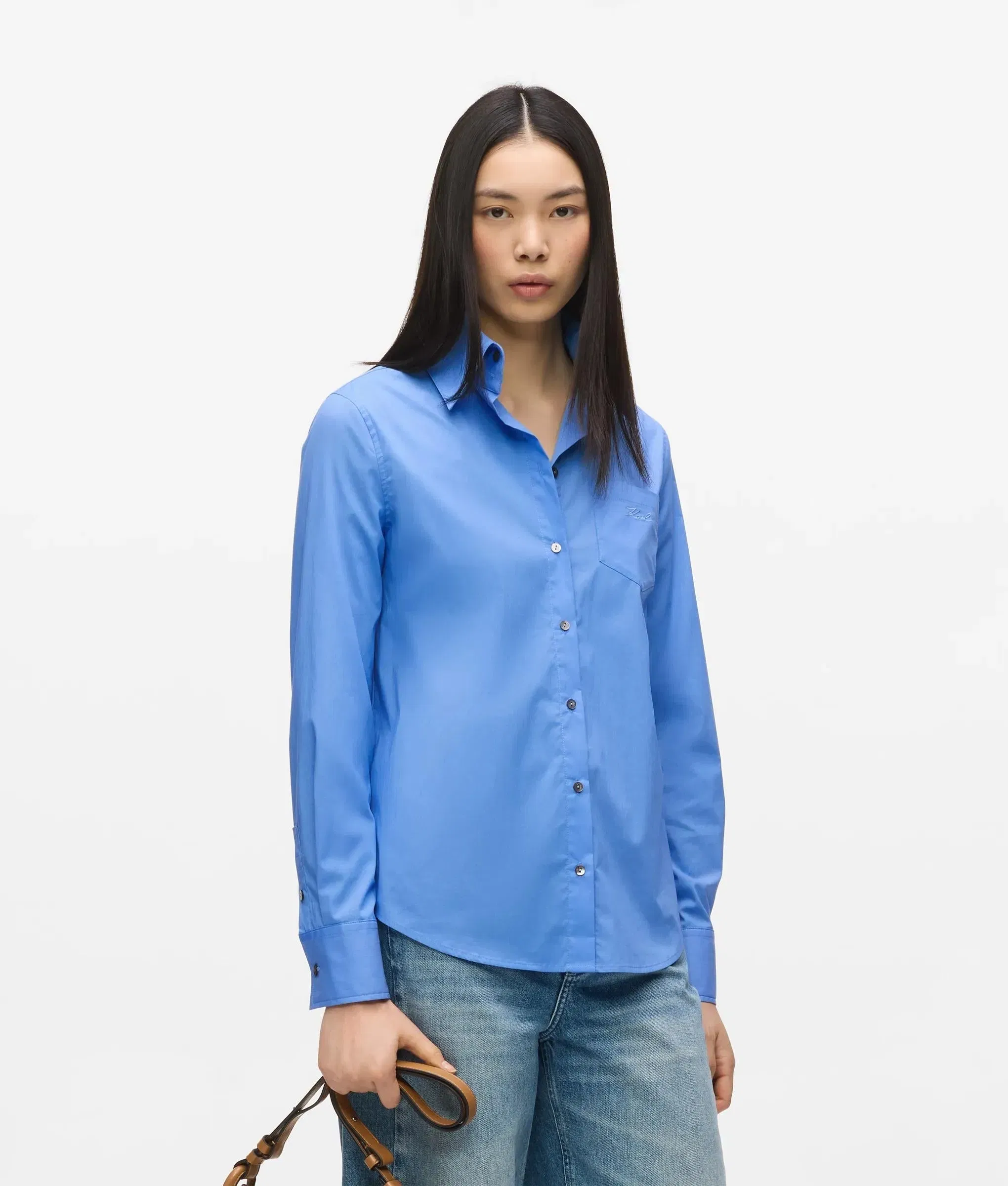 Karl Lagerfeld Poplin Blouse Silver Lake Blue