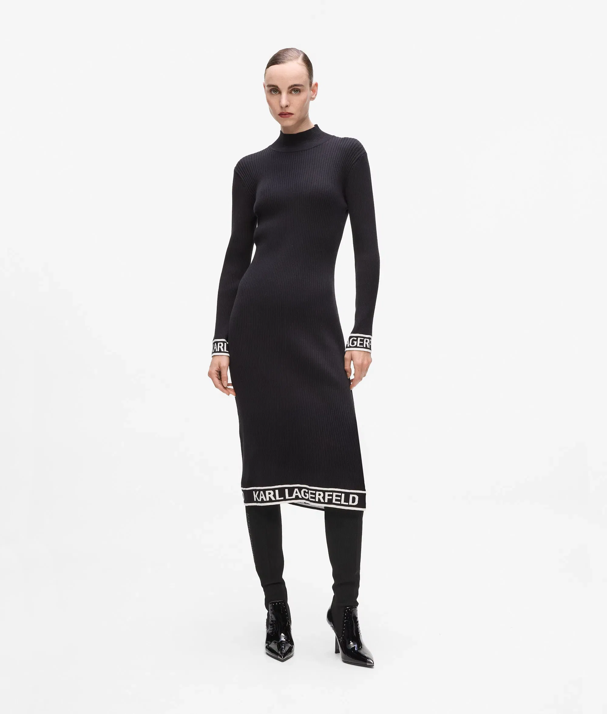 Karl Lagerfeld Logo Knit Dress Black