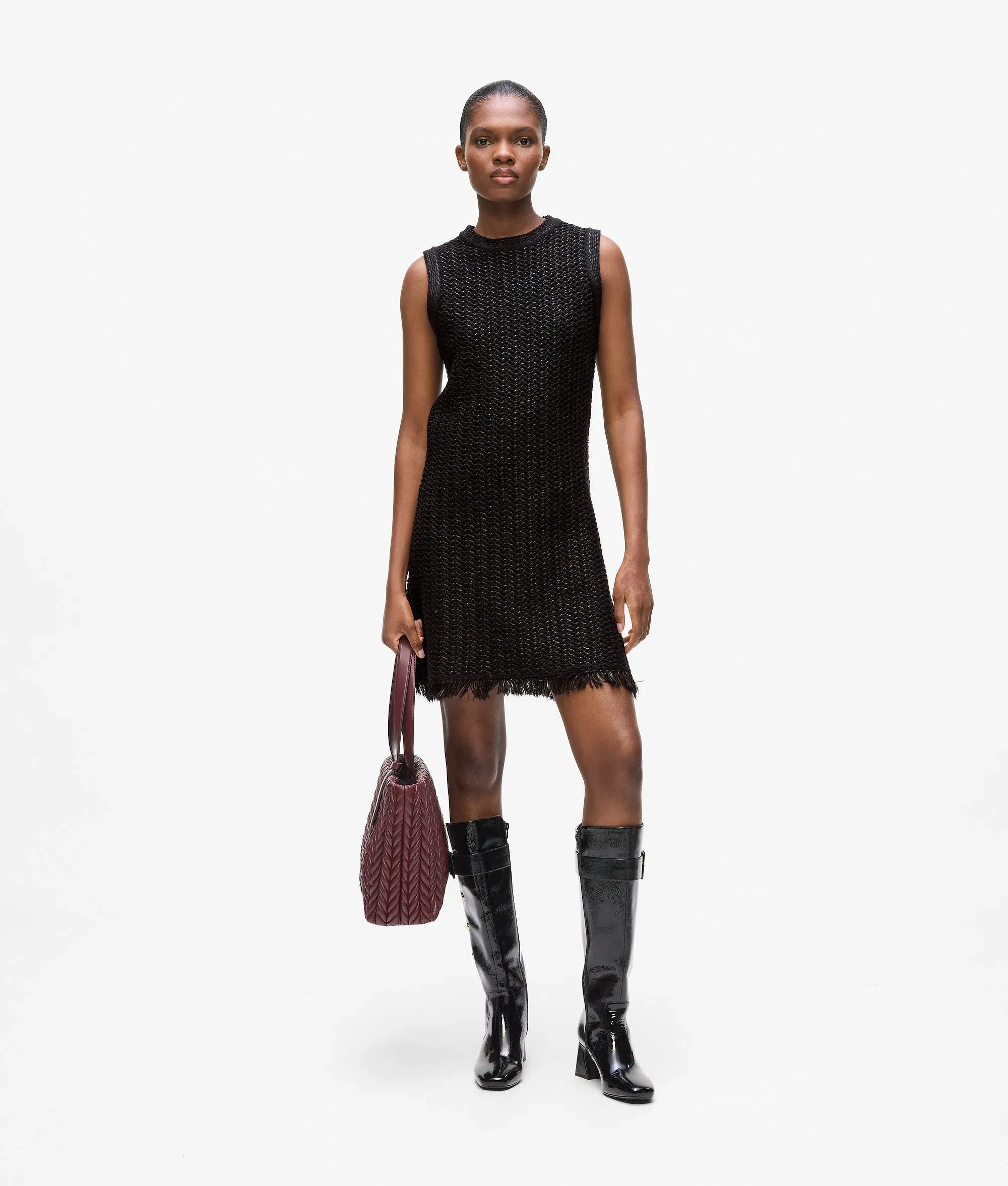 Karl Lagerfeld Textured Knit Dress Black