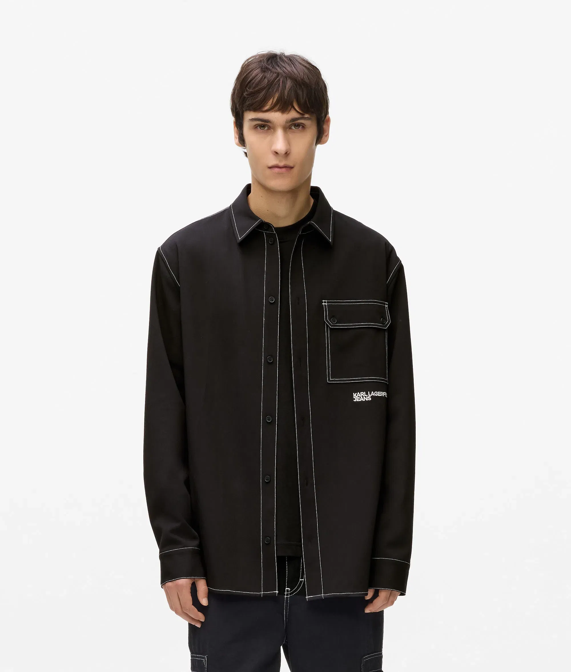 Karl Lagerfeld Contrast Stitch Shirt Black