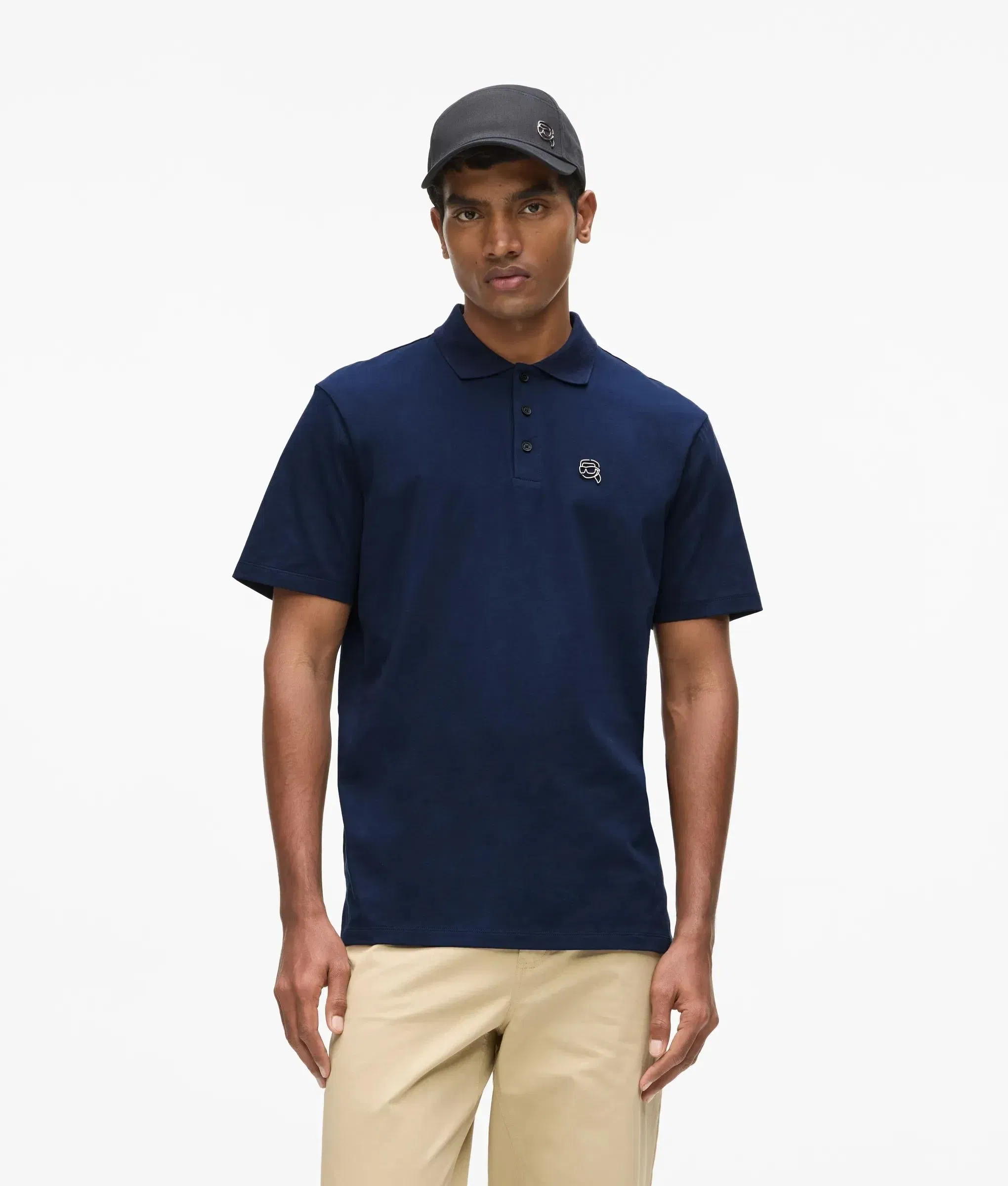 Karl Lagerfeld Ikon Jersey Polo Shirt Medieval Blue