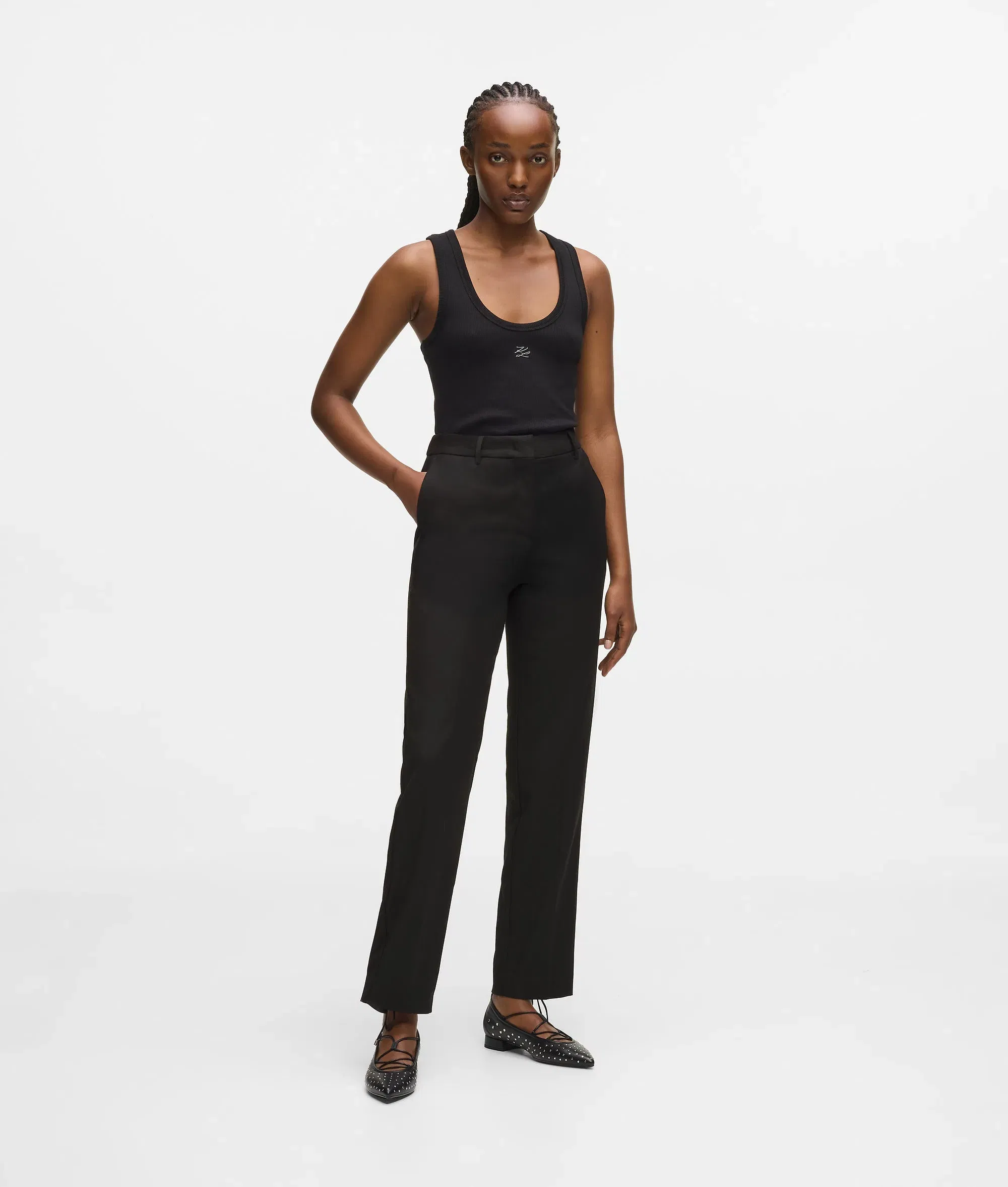 Karl Lagerfeld Wool - Blend Tailored Pants Black