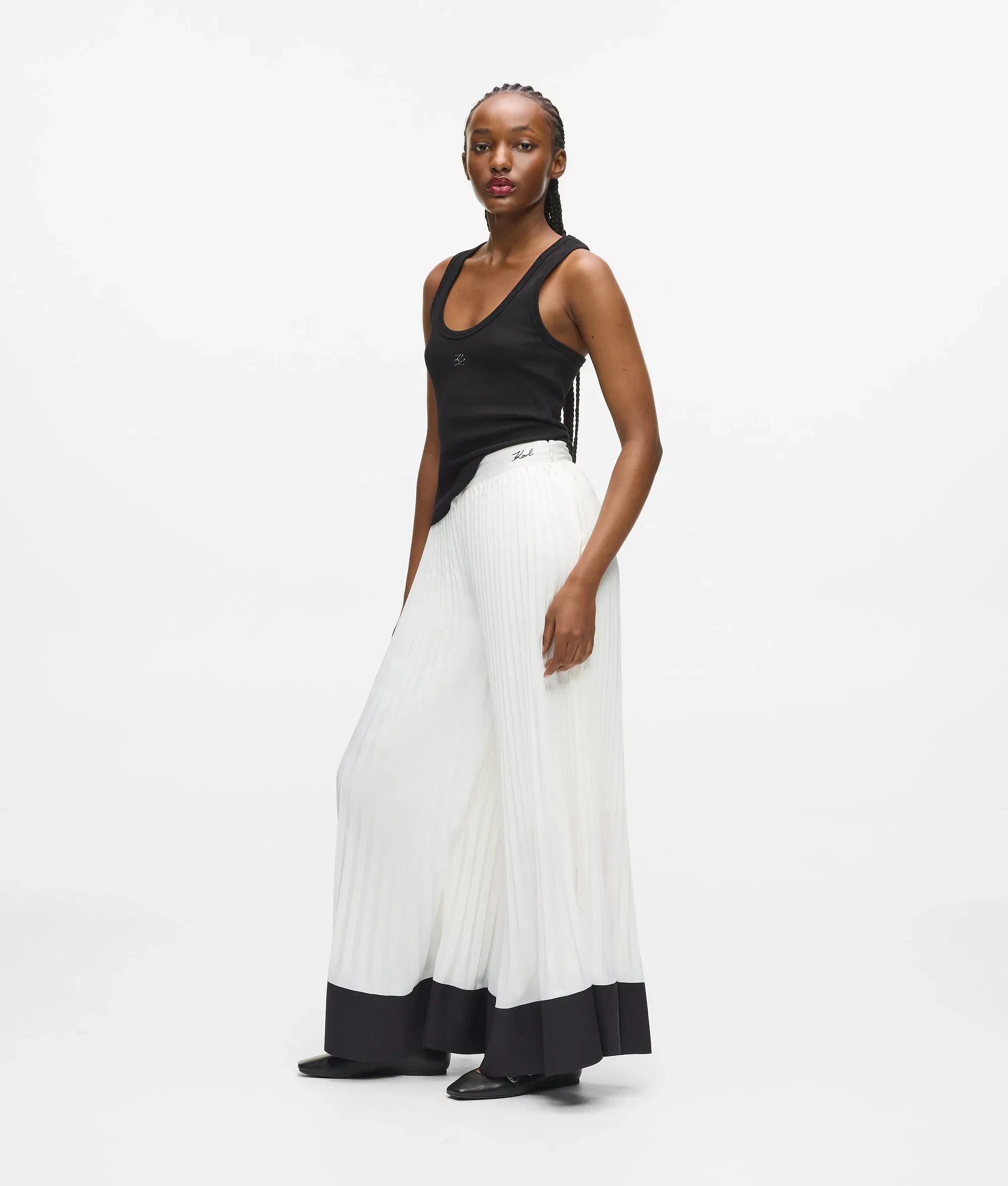 Karl Lagerfeld Pleated Wide - Leg Pants Pristine
