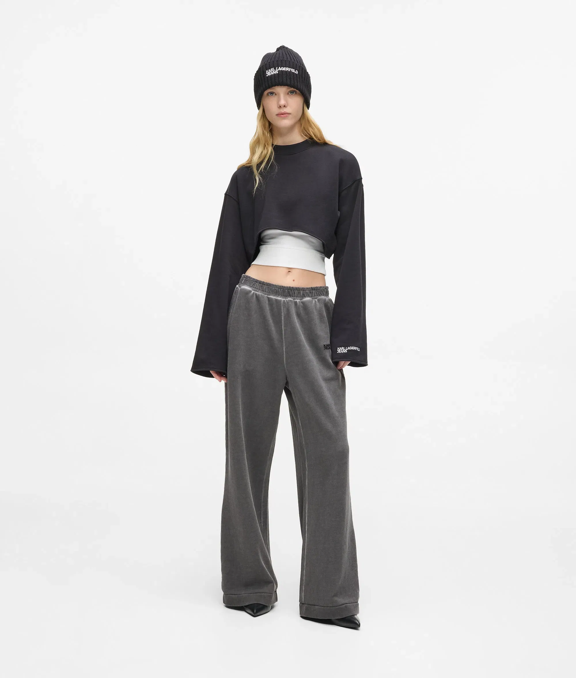 Karl Lagerfeld Washed Wide Leg Sweatpants Magnet