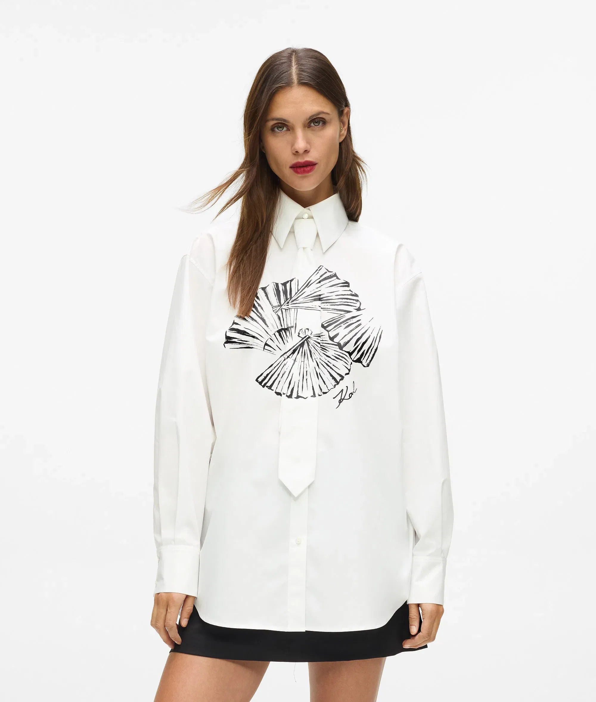 Karl Lagerfeld Poplin Tie Shirt White