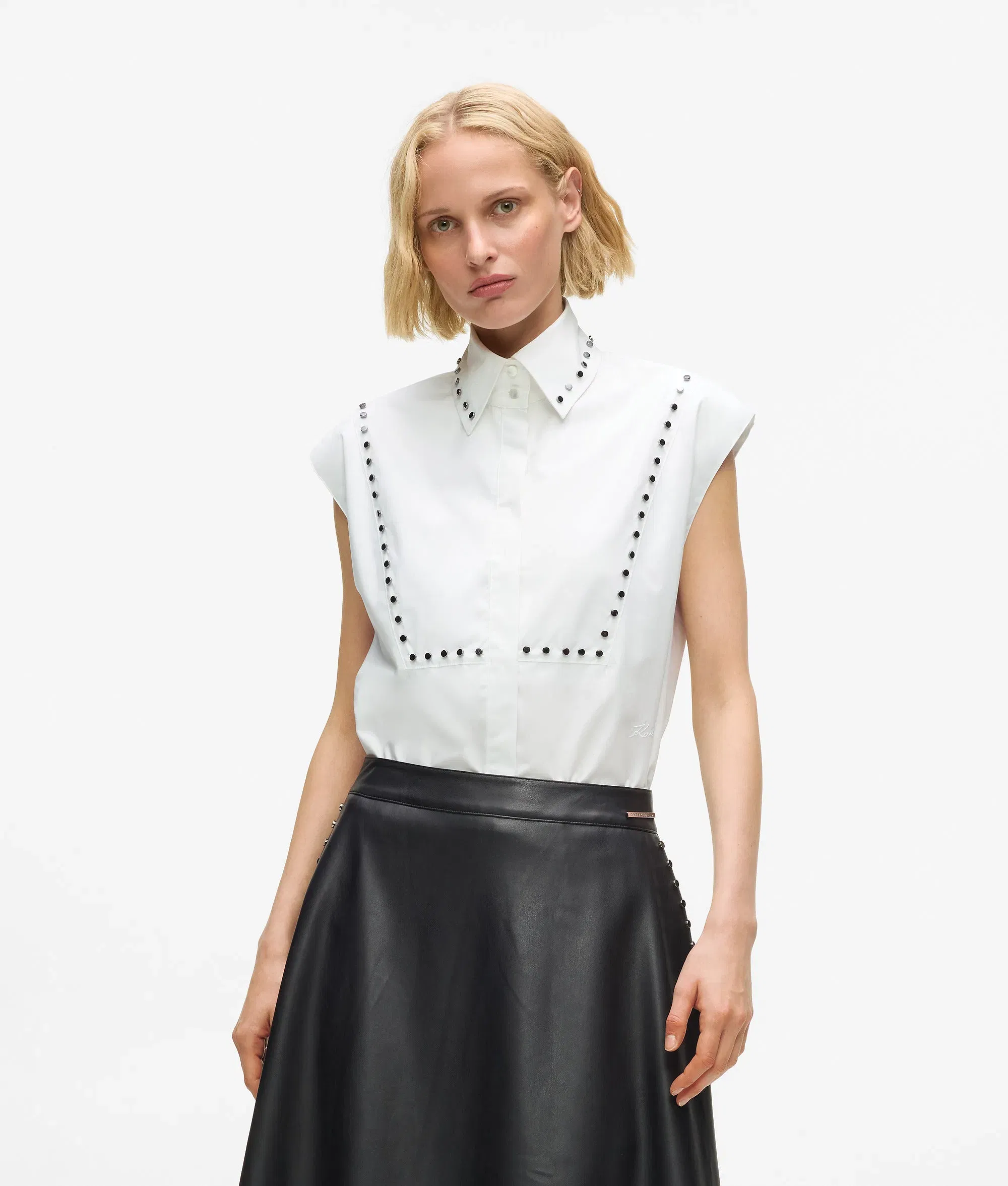 Karl Lagerfeld Studded Poplin Shirt White