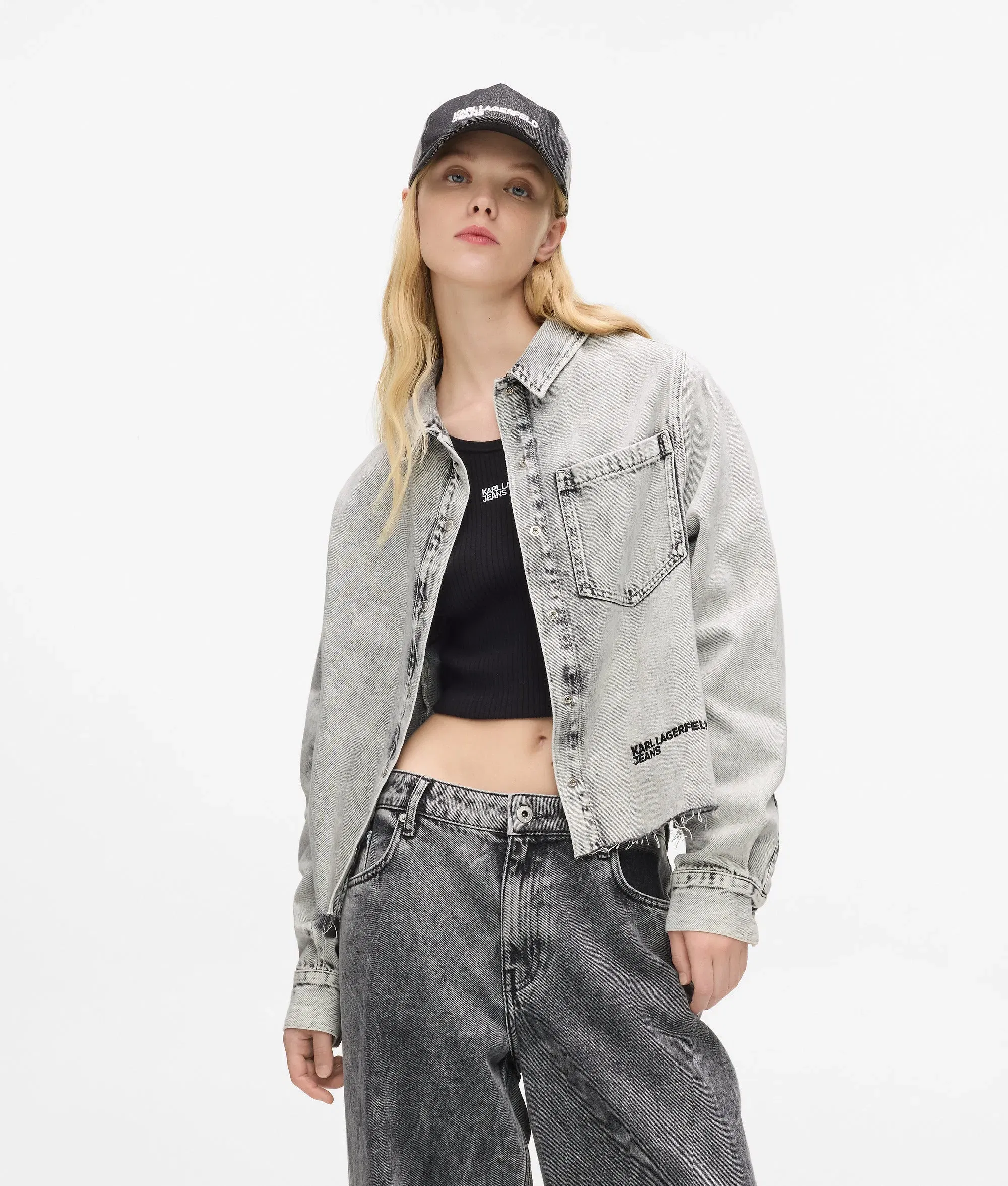 Karl Lagerfeld Bleached Denim Shirt Bleached Grey