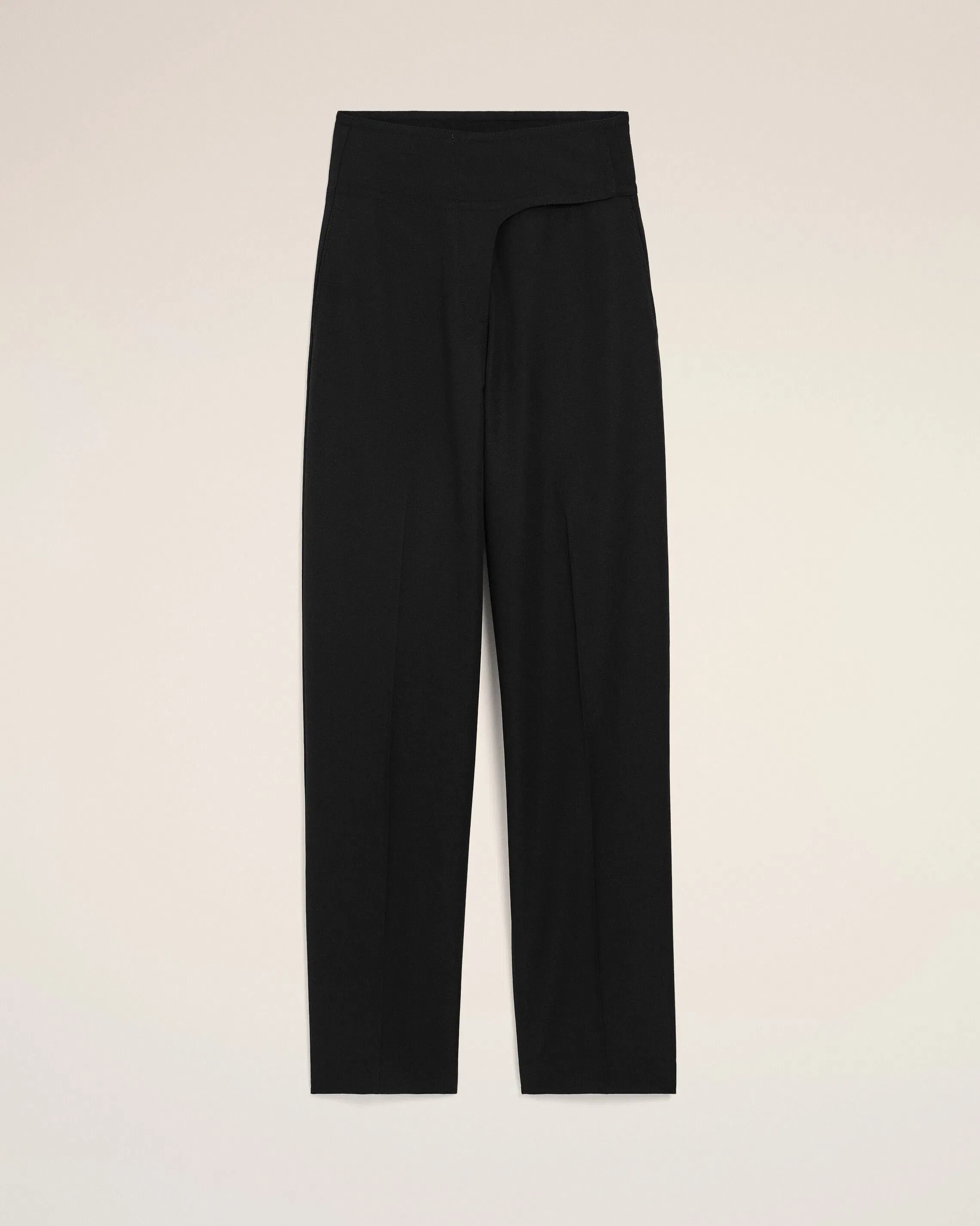 AmiParis Black New Wool Wrapped Belted Trousers Women's