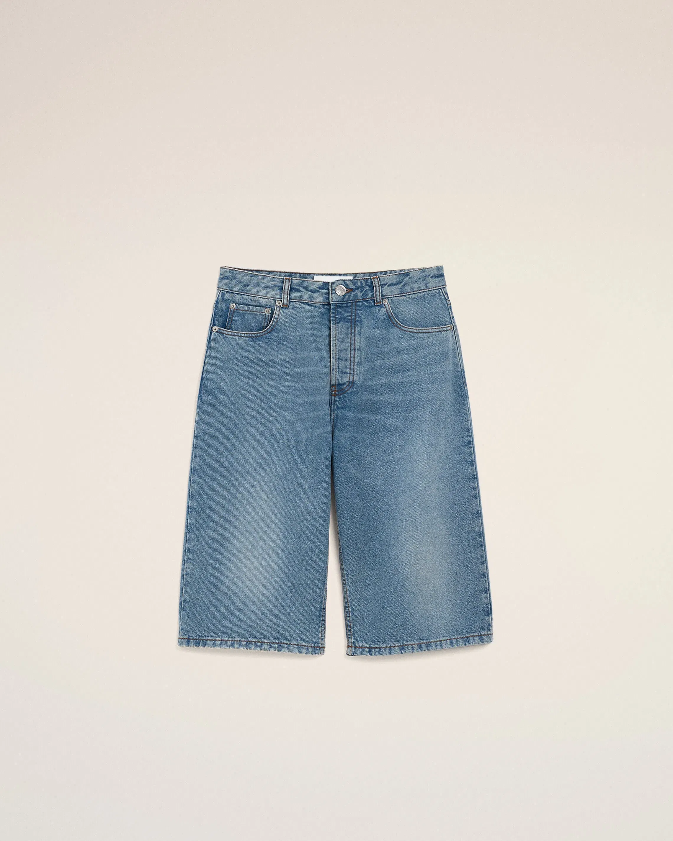 AmiParis Blue Cotton Large Fit Bermuda Shorts