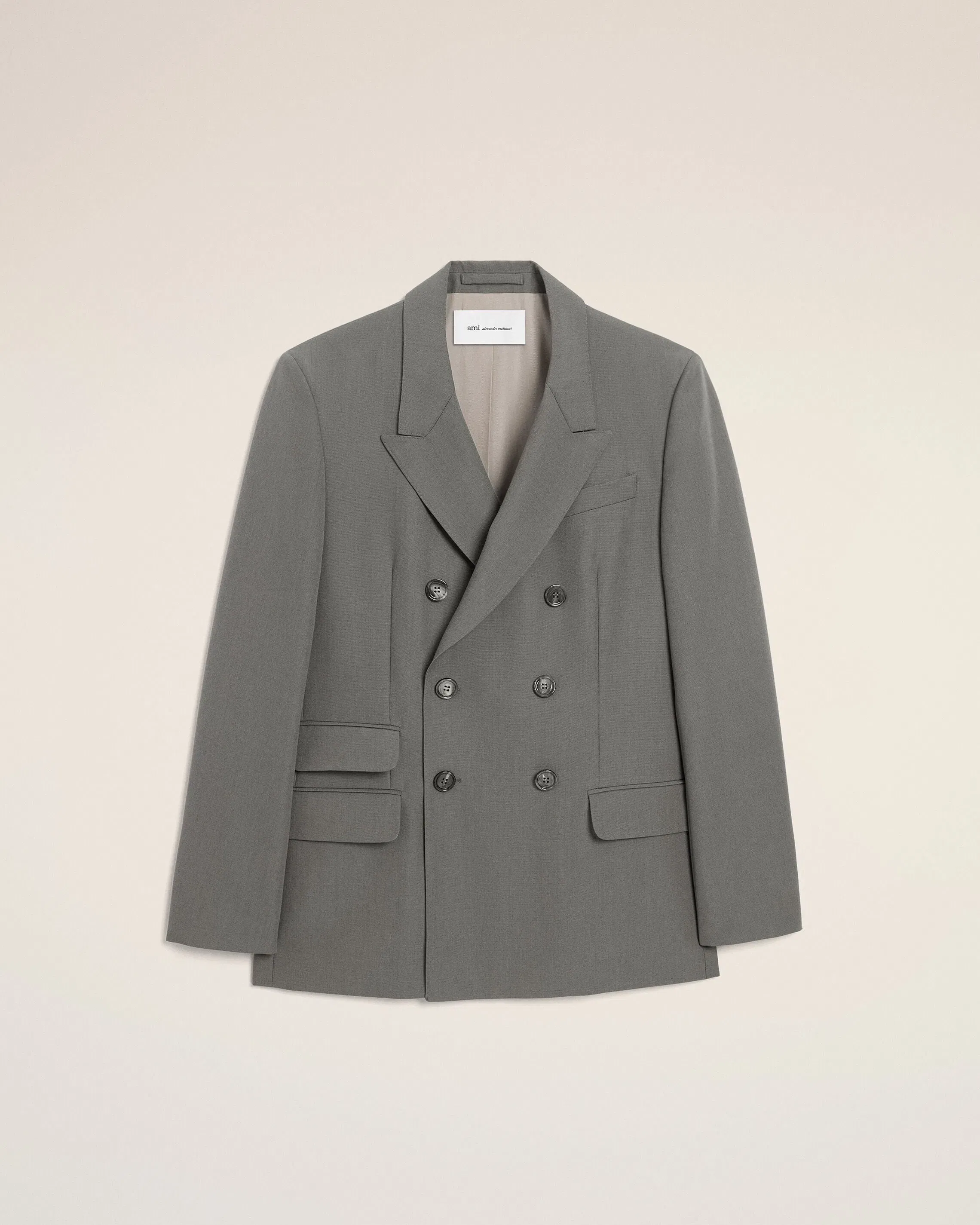 AmiParis Grey New Wool Double Breasted Straight Jacket