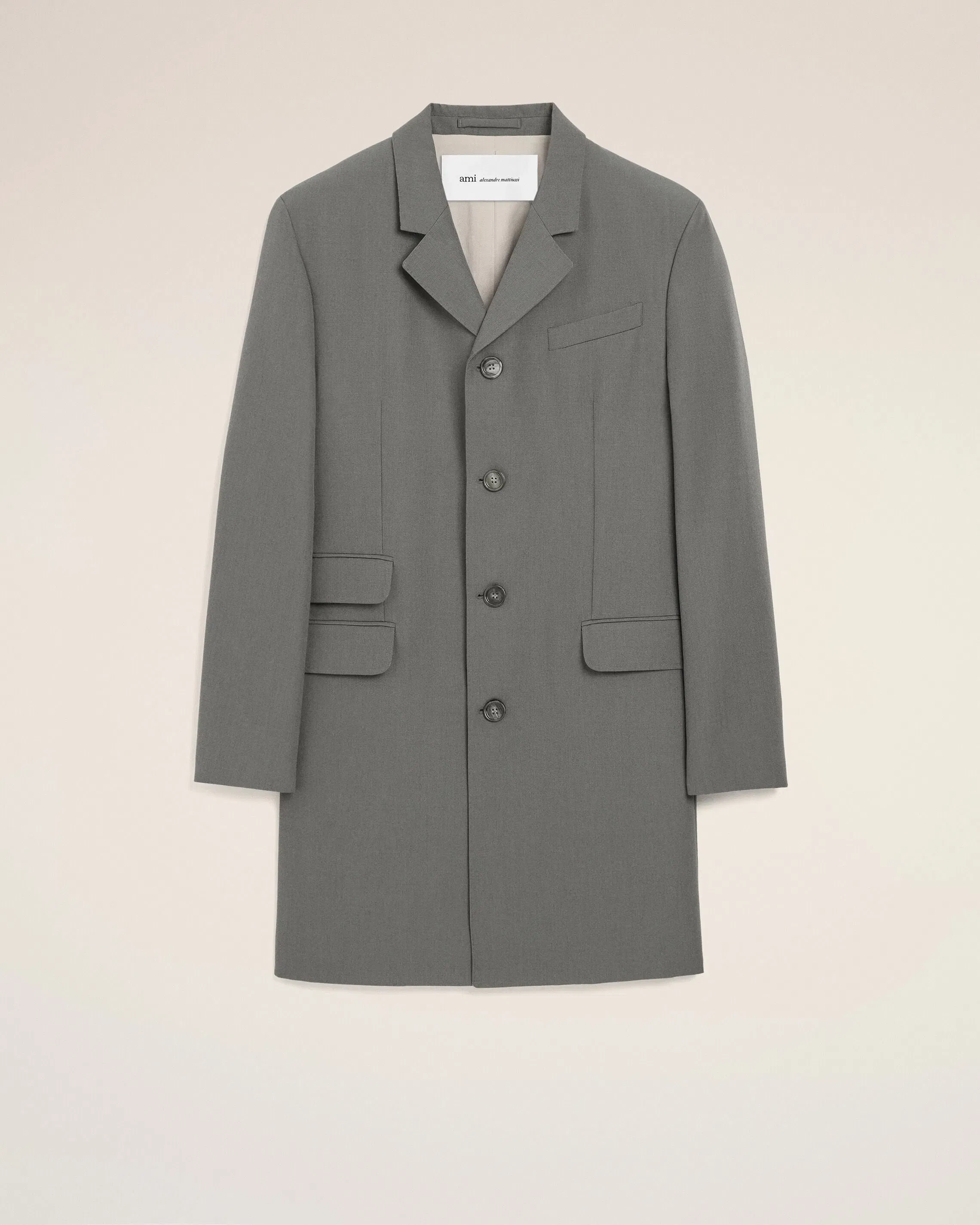 AmiParis Grey New Wool Straight Simple Breasted Jacket