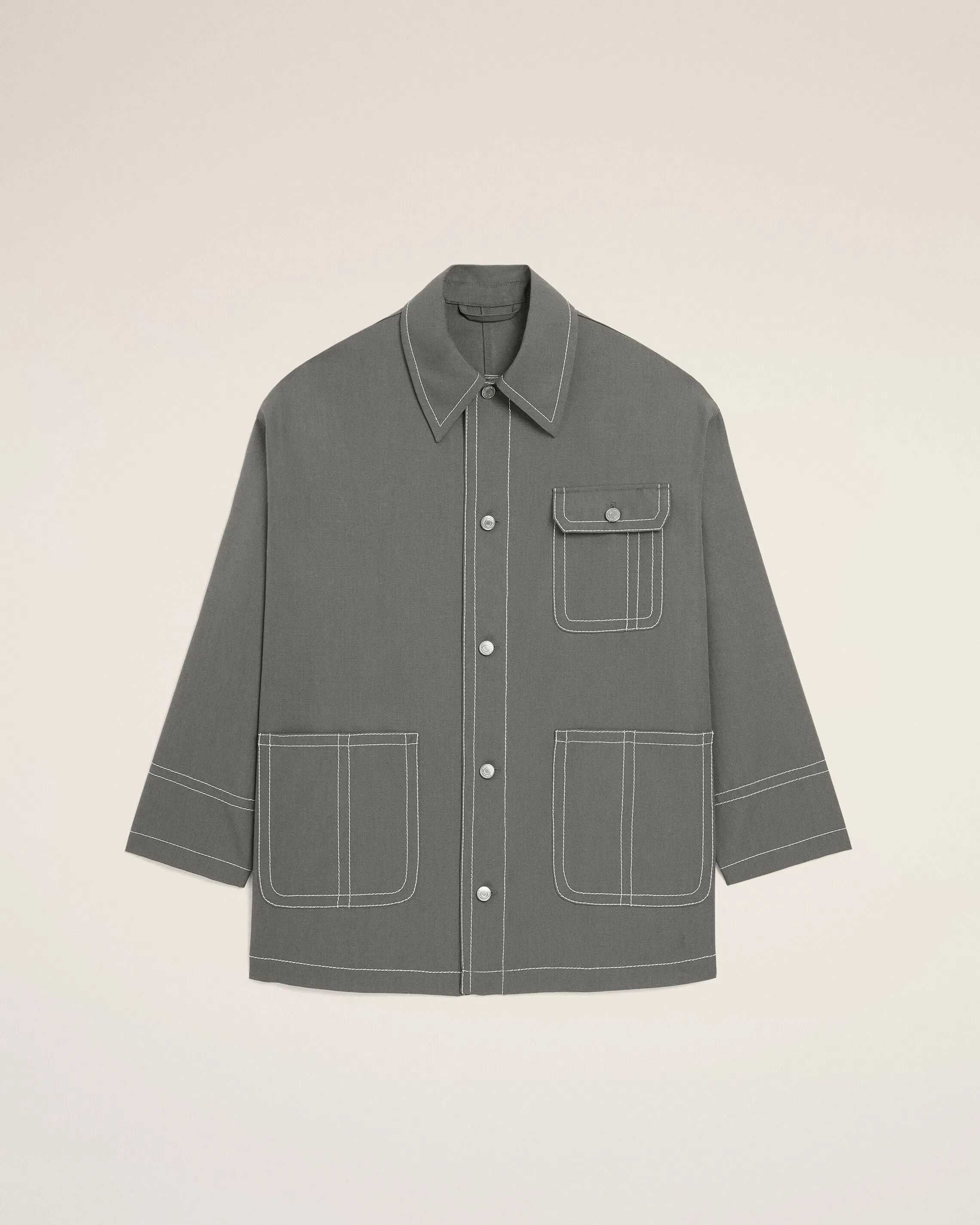 AmiParis Grey New Wool Worker Jacket
