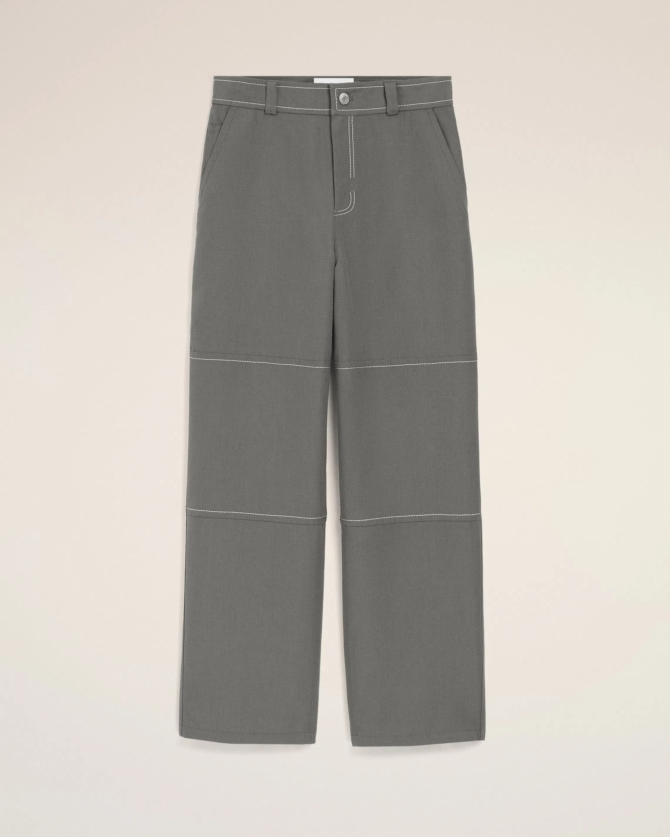 AmiParis Grey New Wool Worker Trousers