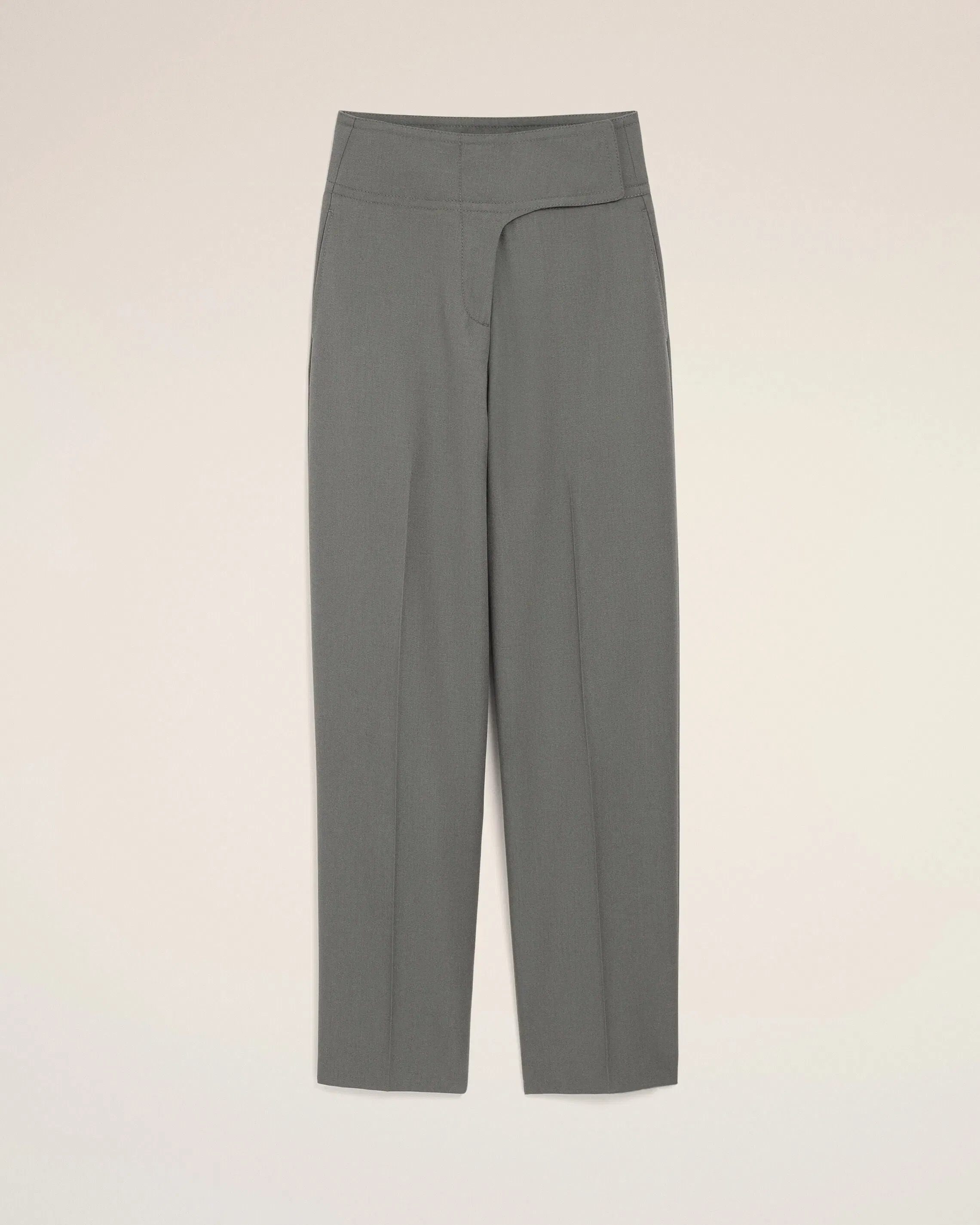 AmiParis Grey New Wool Wrapped Belted Trousers Women's