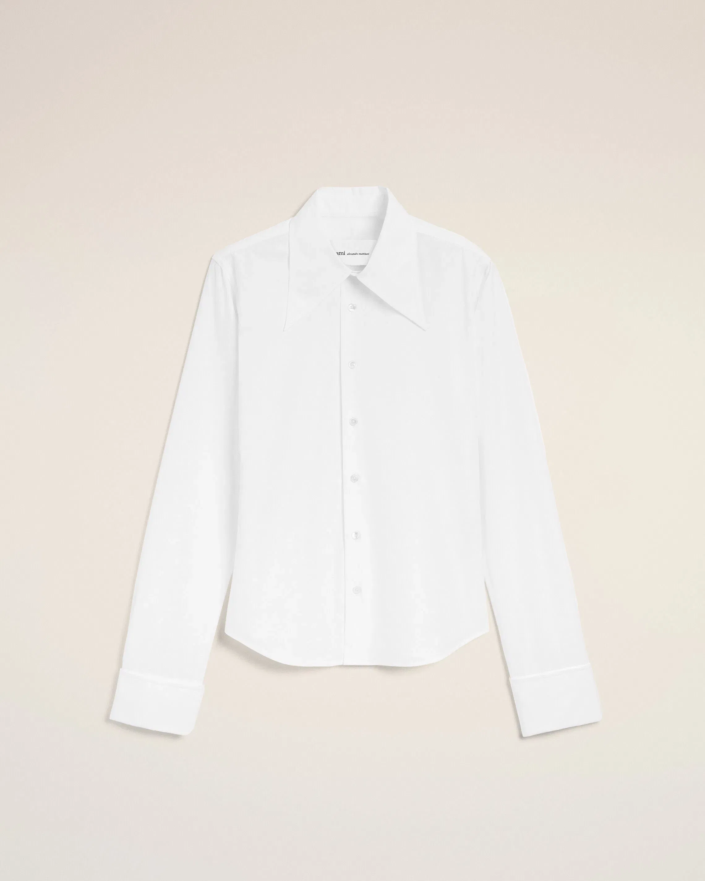 AmiParis White Blended Silk Sharp Collar Adjusted Shirt Women's