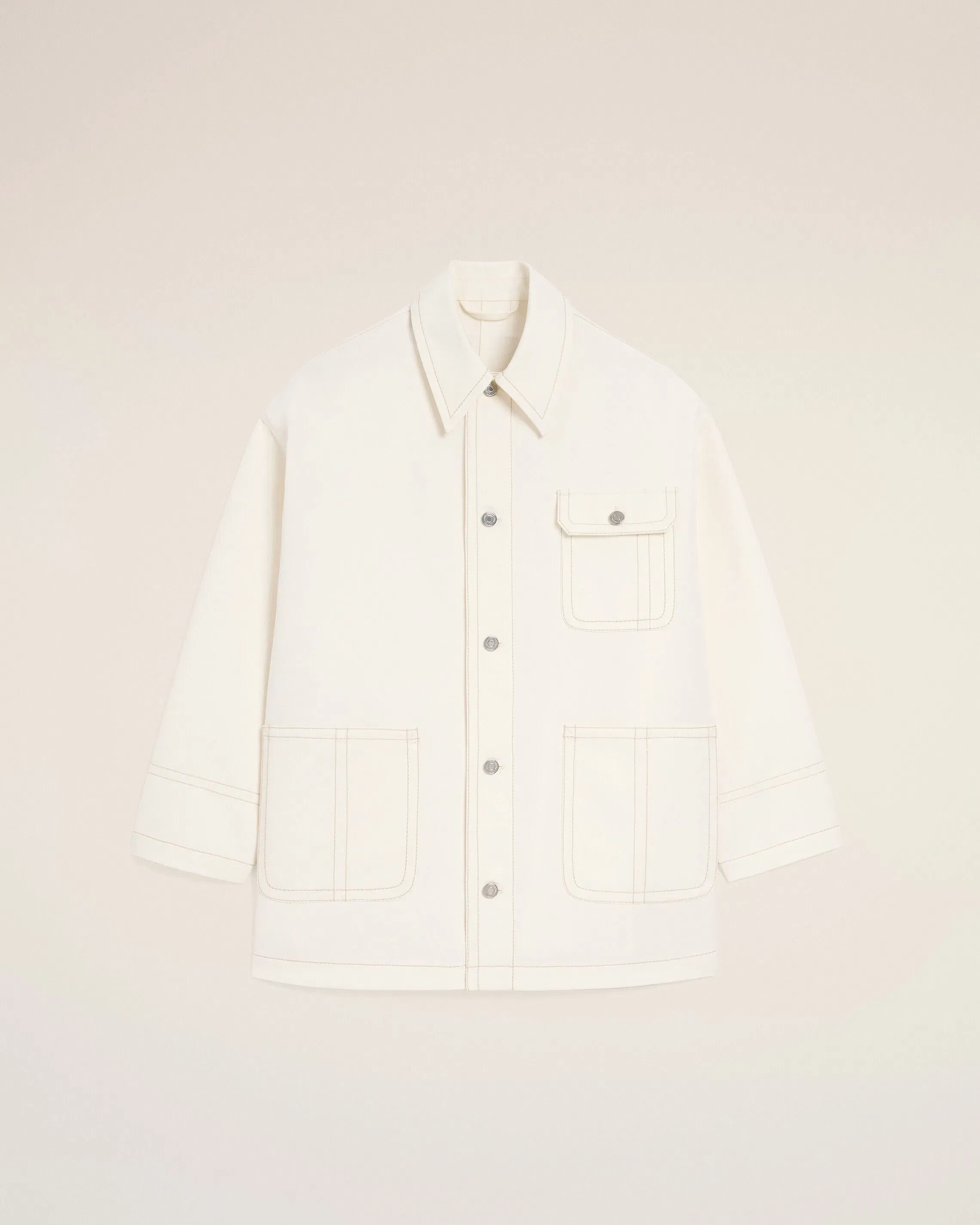 AmiParis White Cotton Worker Jacket Cream