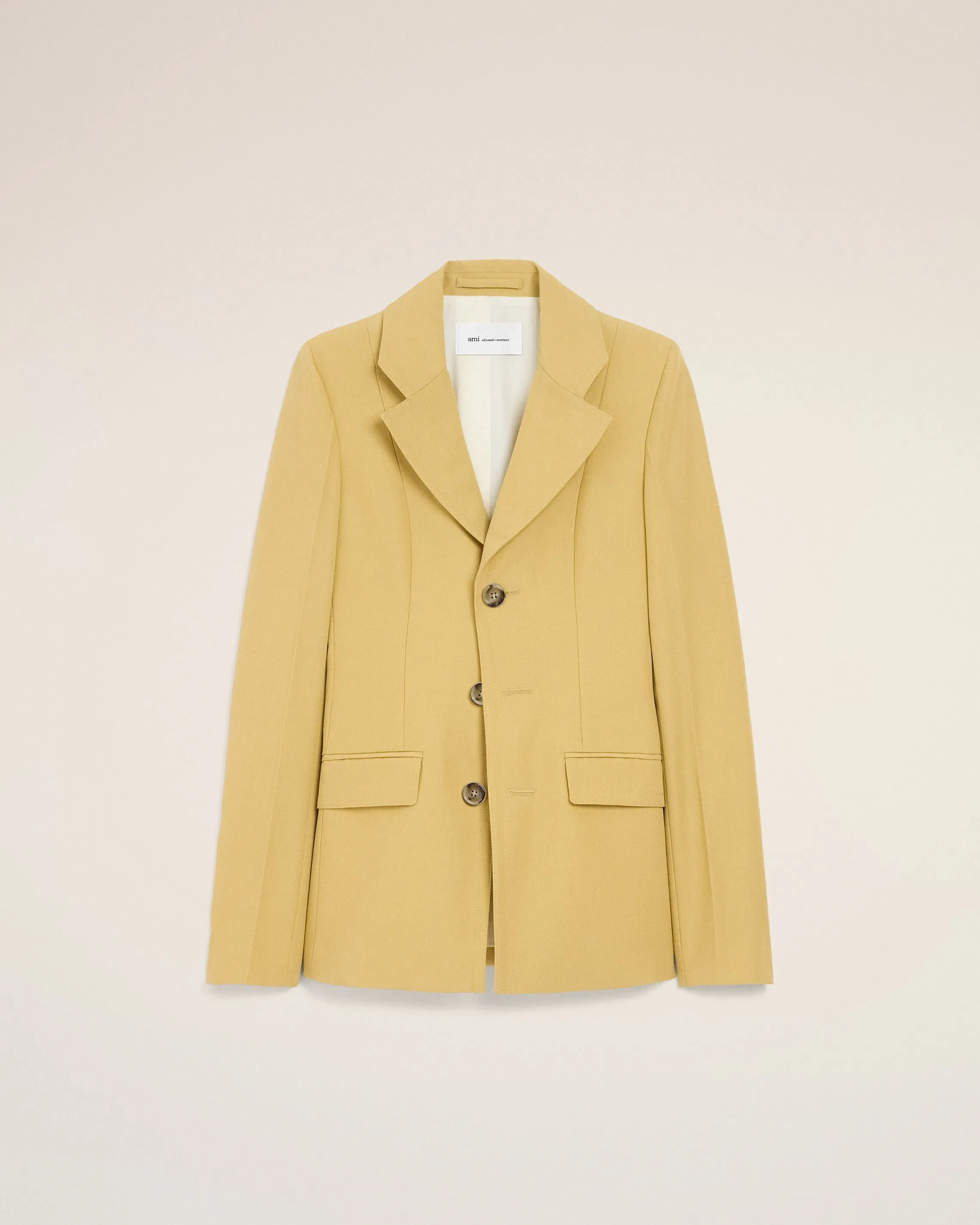 AmiParis Yellow New Wool Single Breasted Fitted Jacket Women's