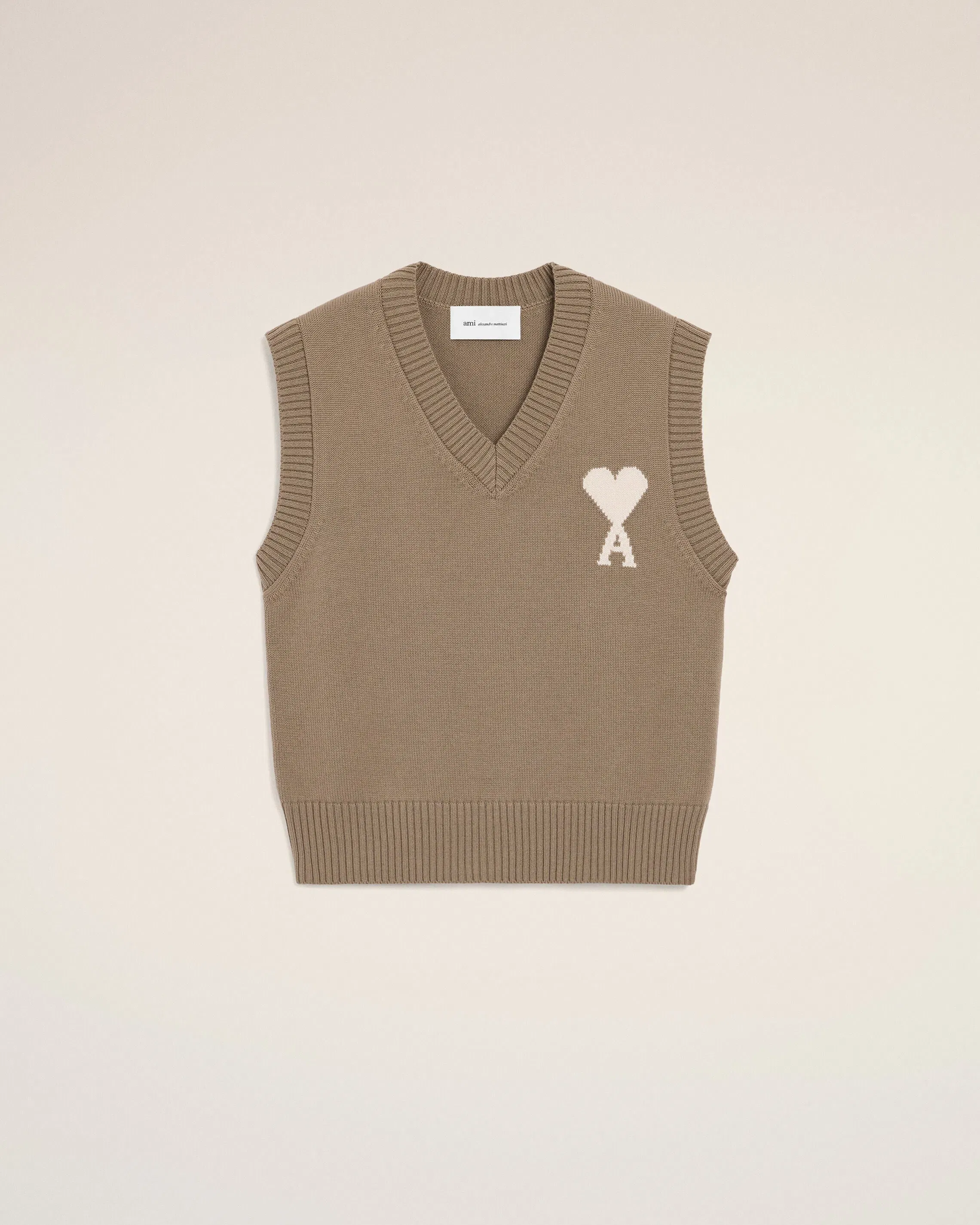 Beige Wool And Cotton Sleeveless Ami De Coeur Sweater