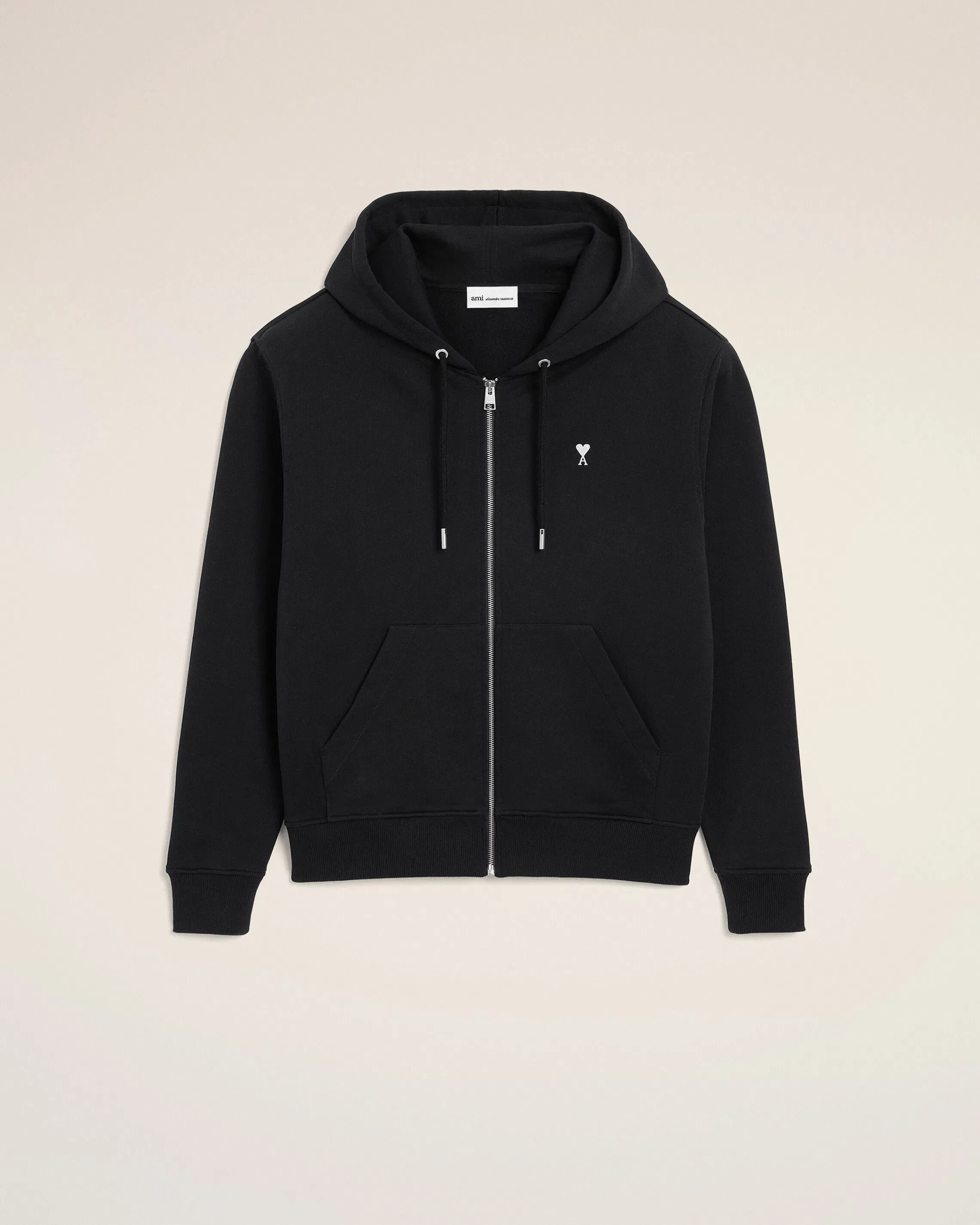 Black Cotton Ami De Coeur Zipped Hoodie