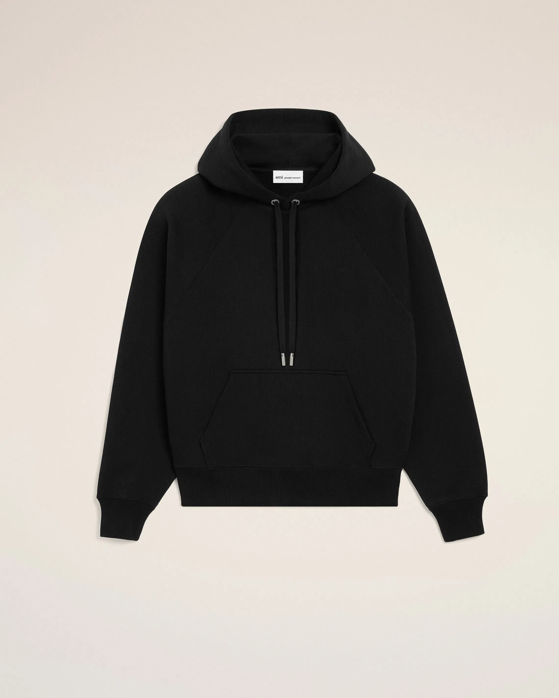 Black Cotton Embossed Ami De Coeur Hoodie