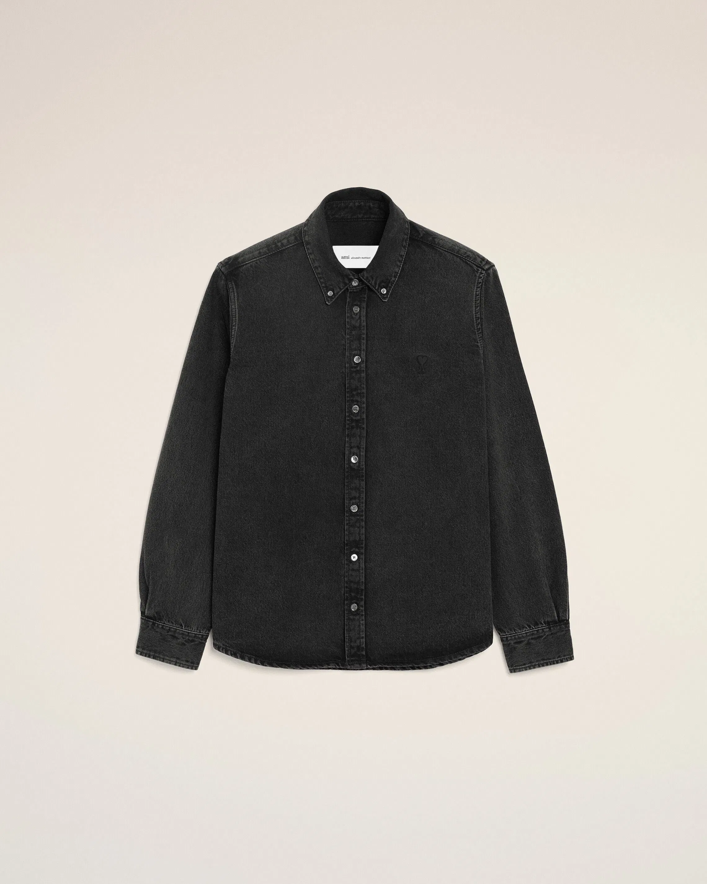 Black Denim Cotton Ami De Coeur Shirt Grey