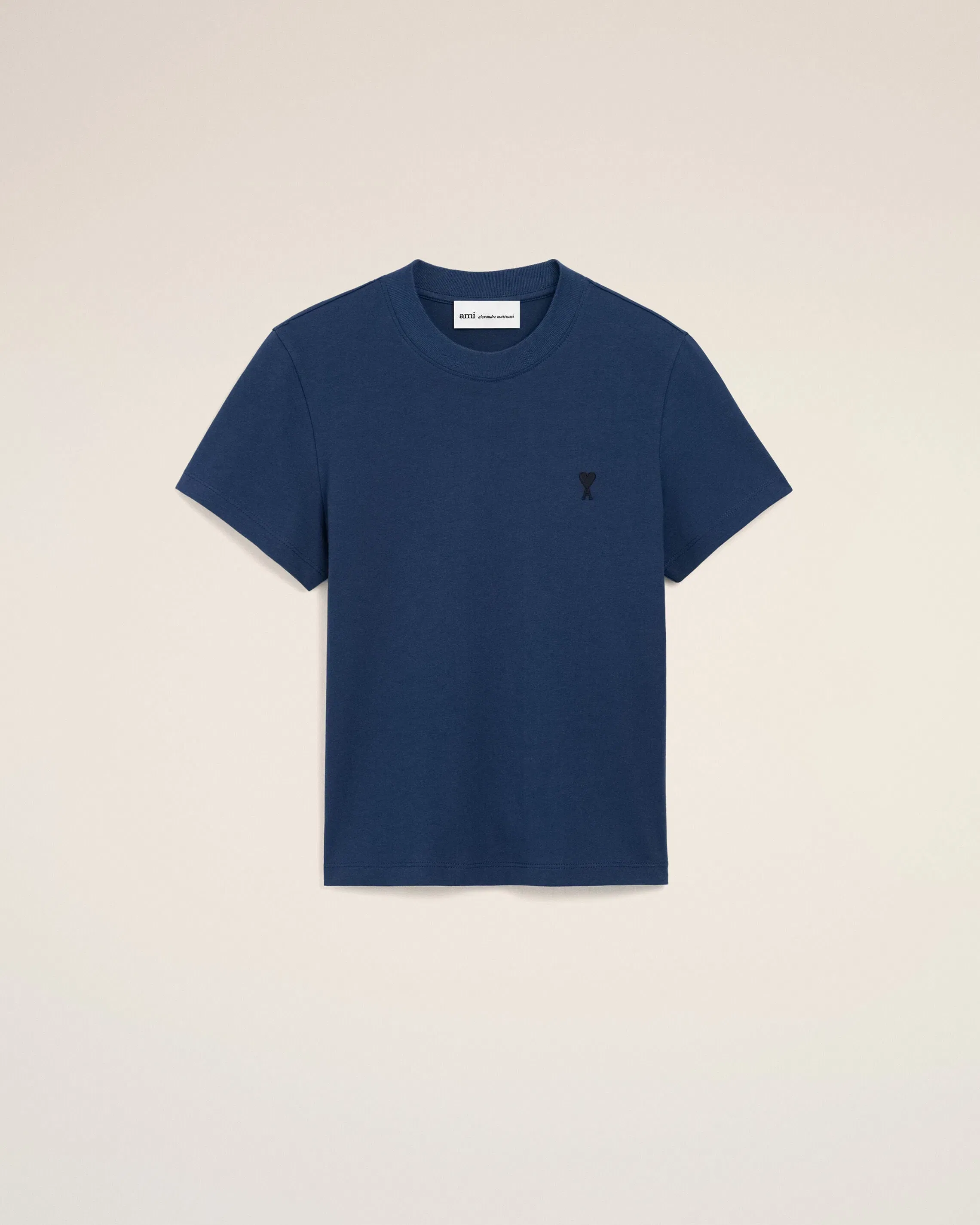 Blue Cotton Ami De Coeur Cropped T-Shirt Ink Women's