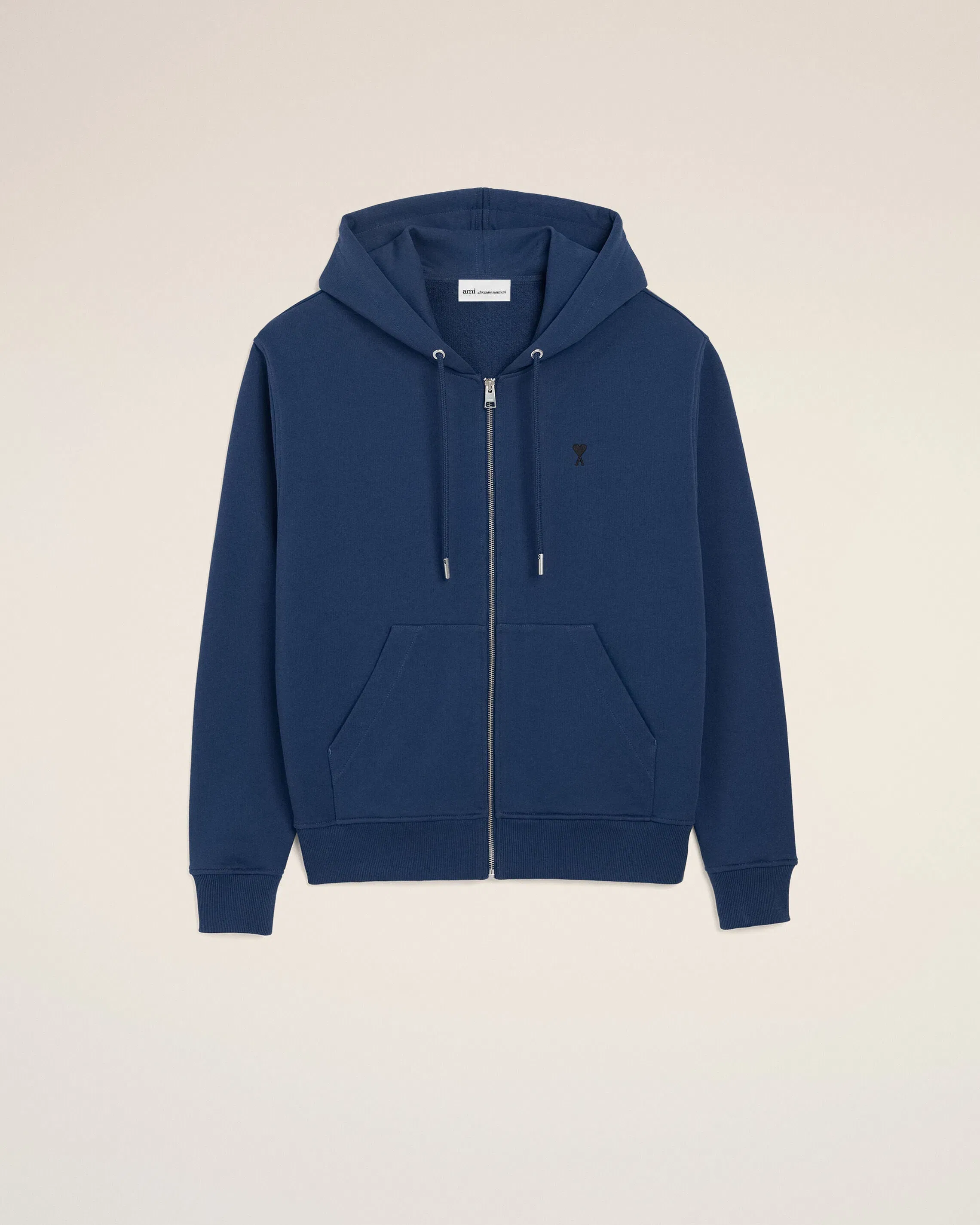 Blue Cotton Ami De Coeur Zipped Hoodie Ink