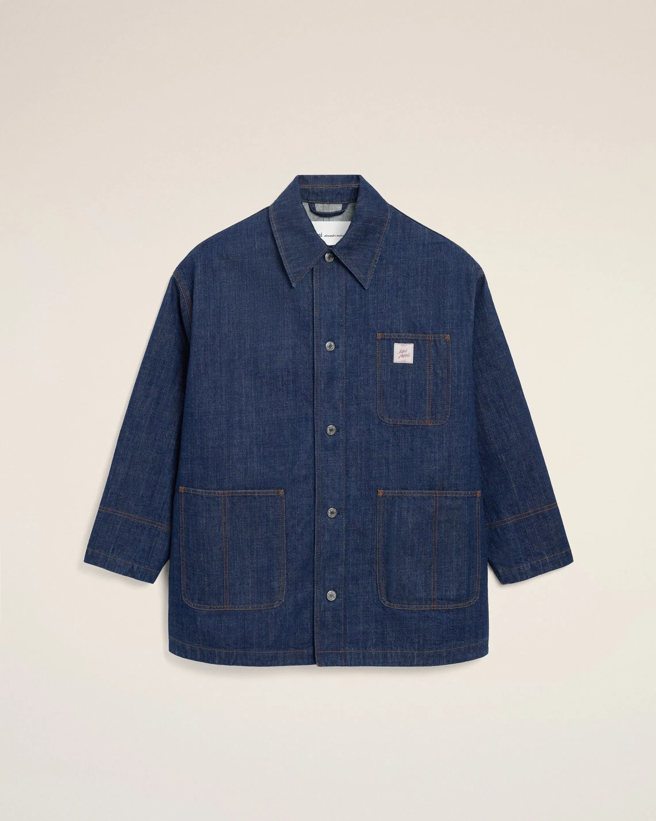 Blue Cotton Ami Paris Heritage Label Worker Jacket Indigo