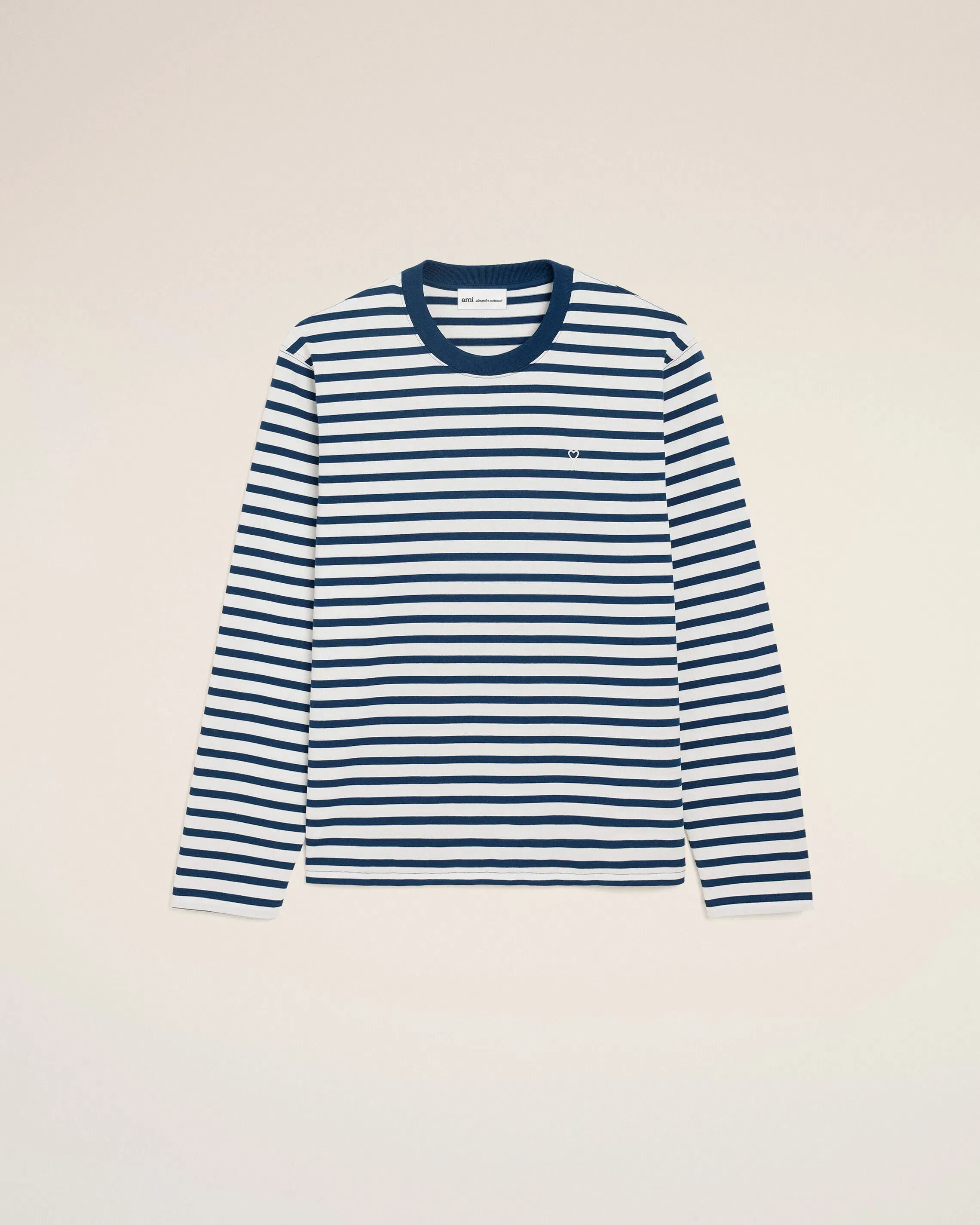 Blue Cotton Long Sleeves Mariniere Ami De Coeur T-Shirt Ink