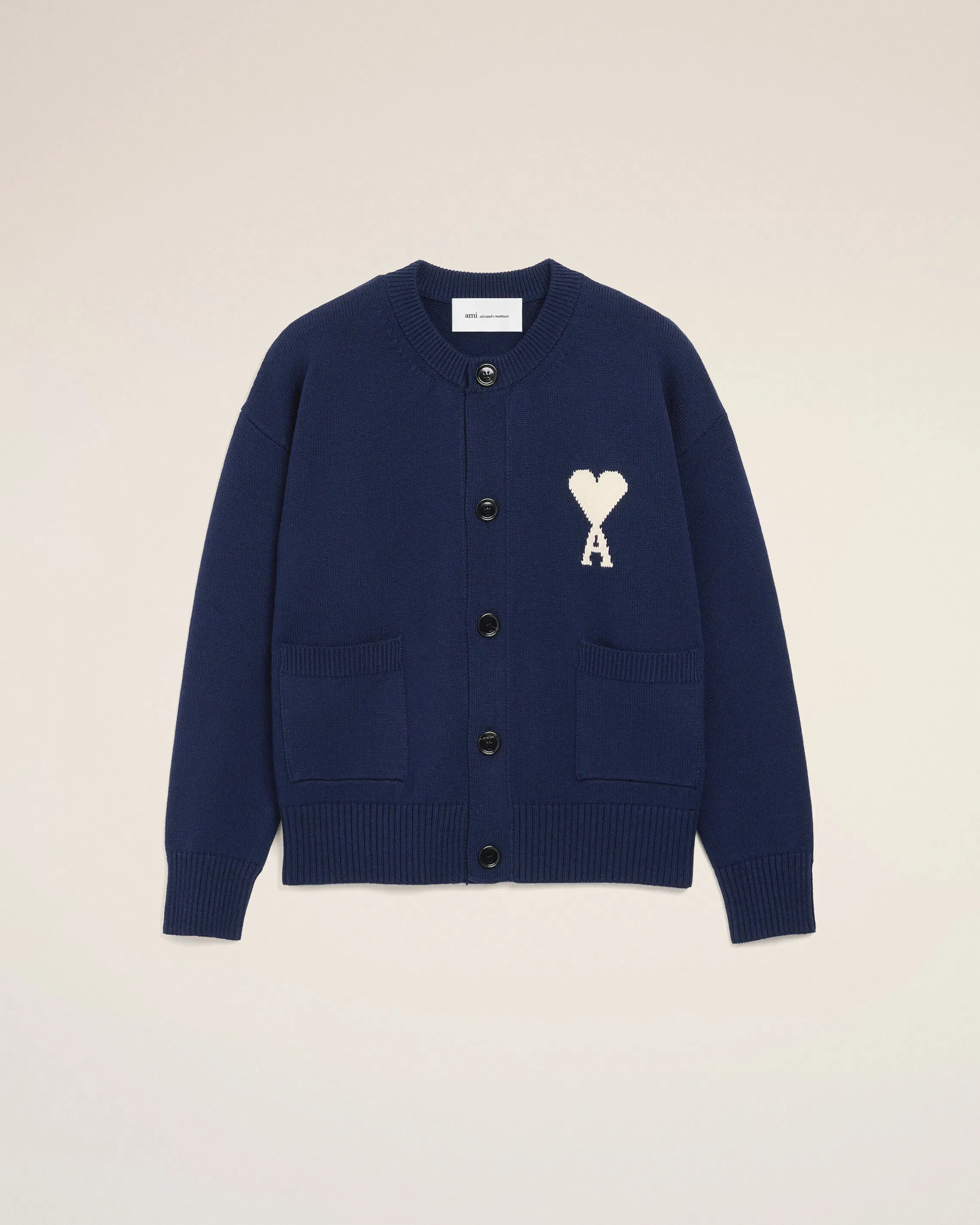 Blue Wool Crewneck Ami De Coeur Cardigan Ink