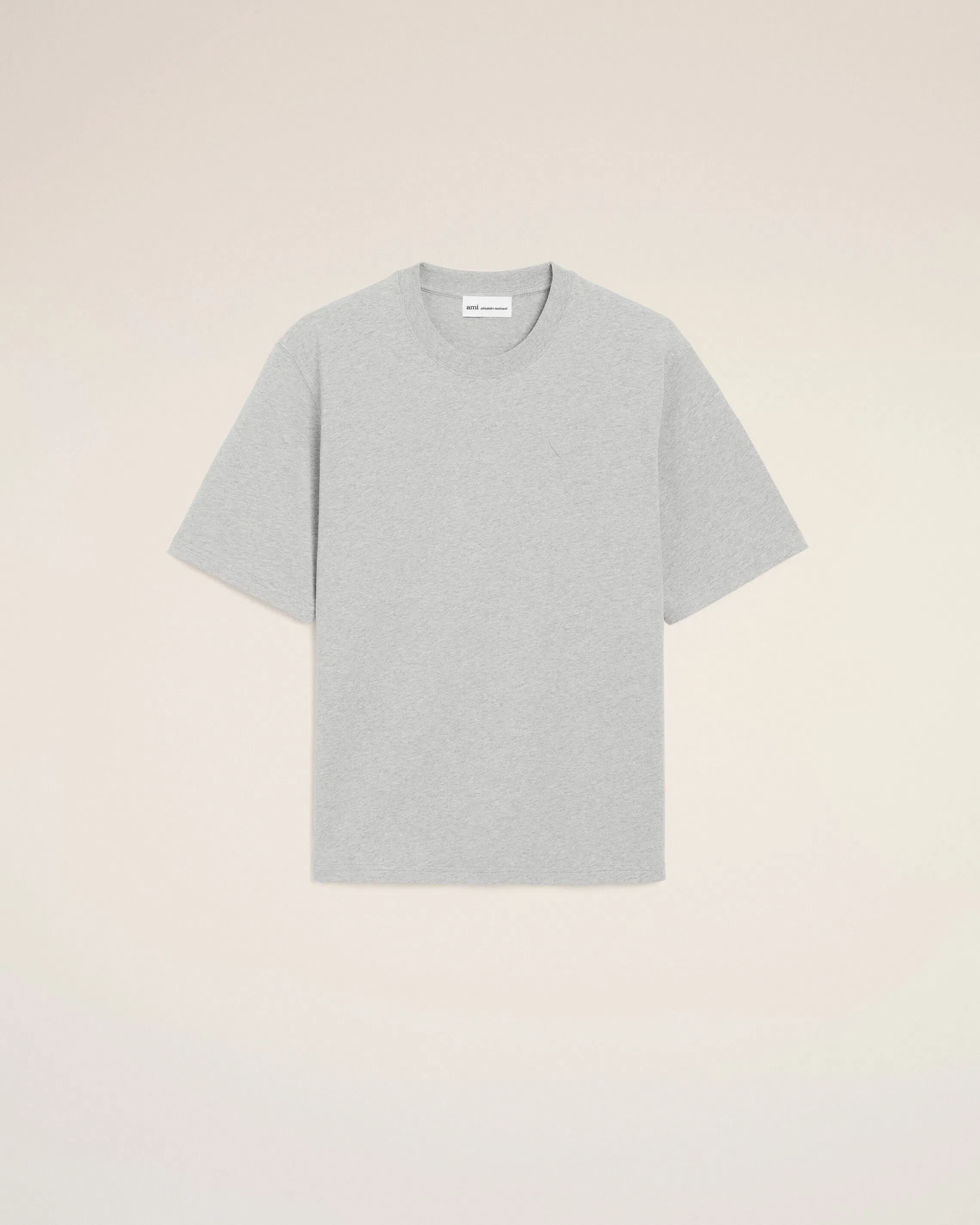 Grey Cotton Ami De Coeur Embossed T-Shirt