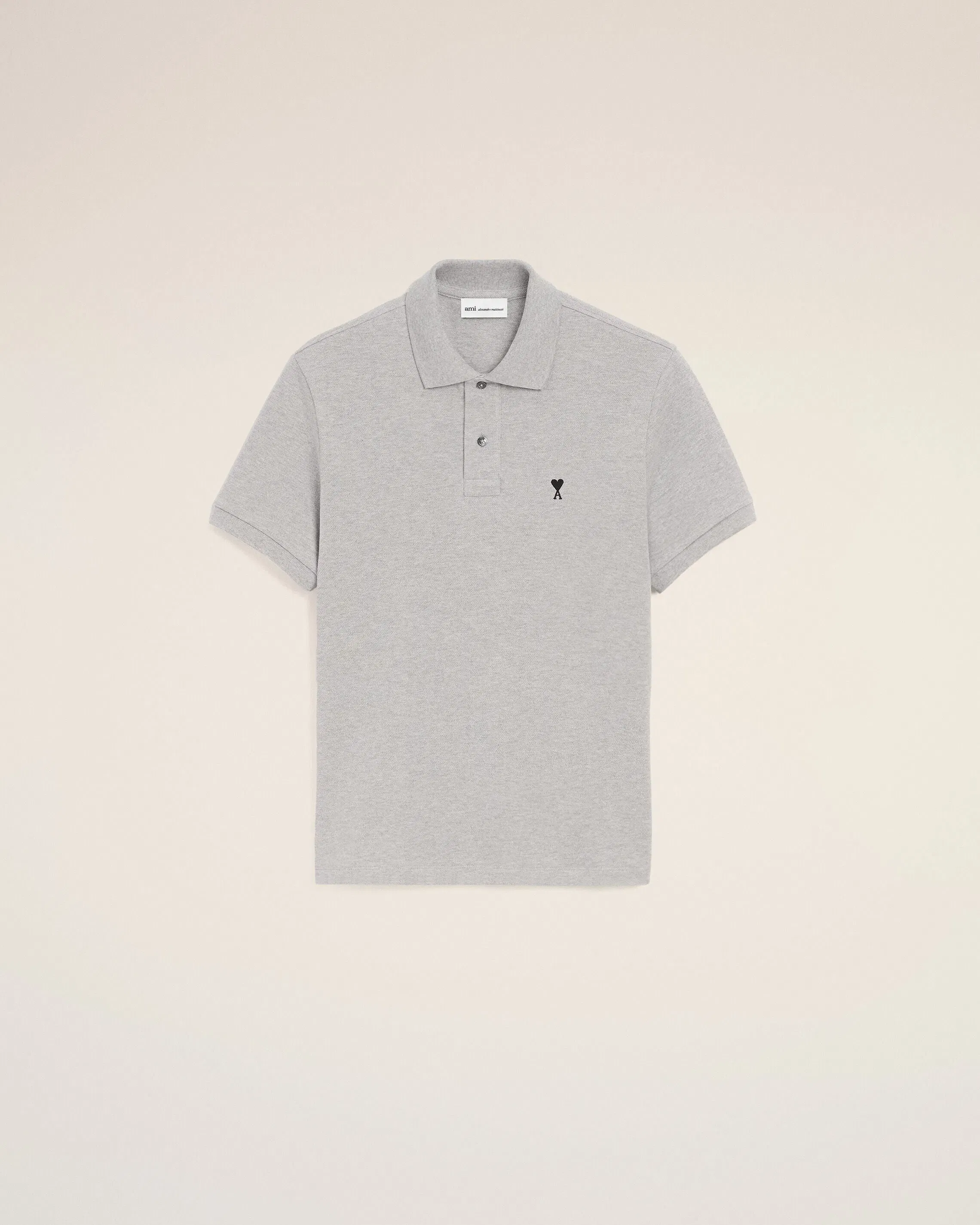 Grey Cotton Contrasted Ami De Coeur Polo Shirt