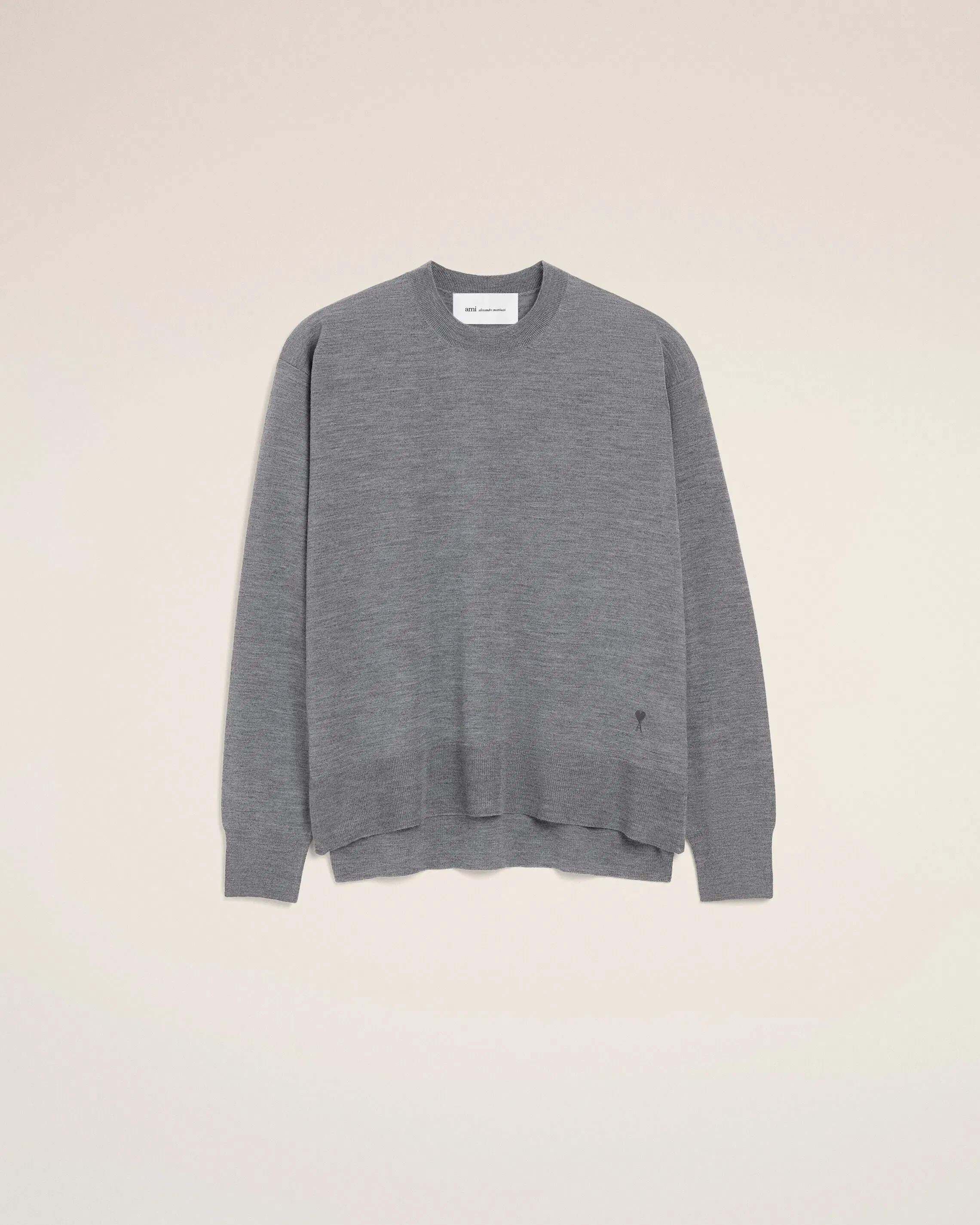 Grey Thin Wool Crewneck Ami De Coeur Sweater