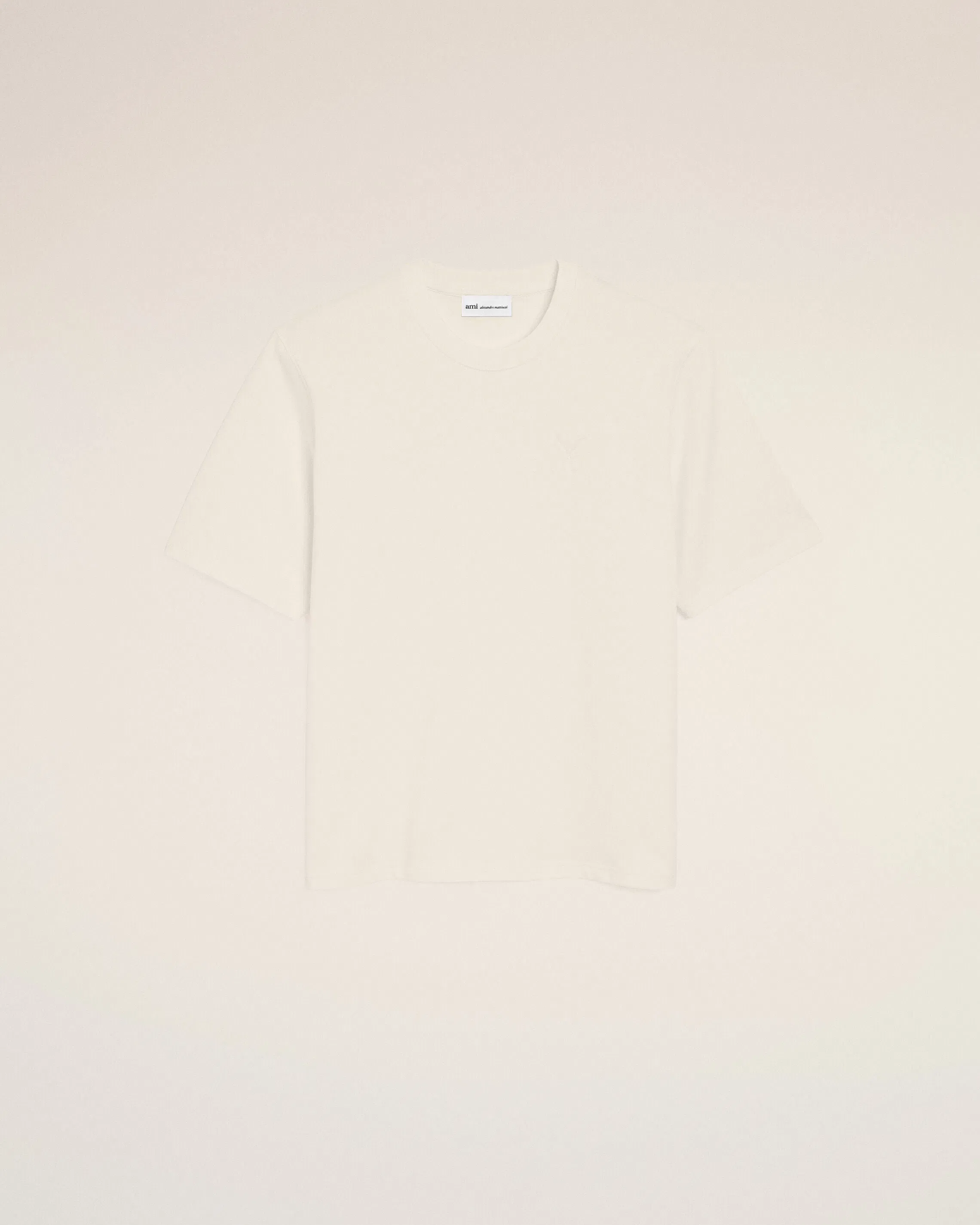 White Cotton Ami De Coeur Embossed T-Shirt Cream
