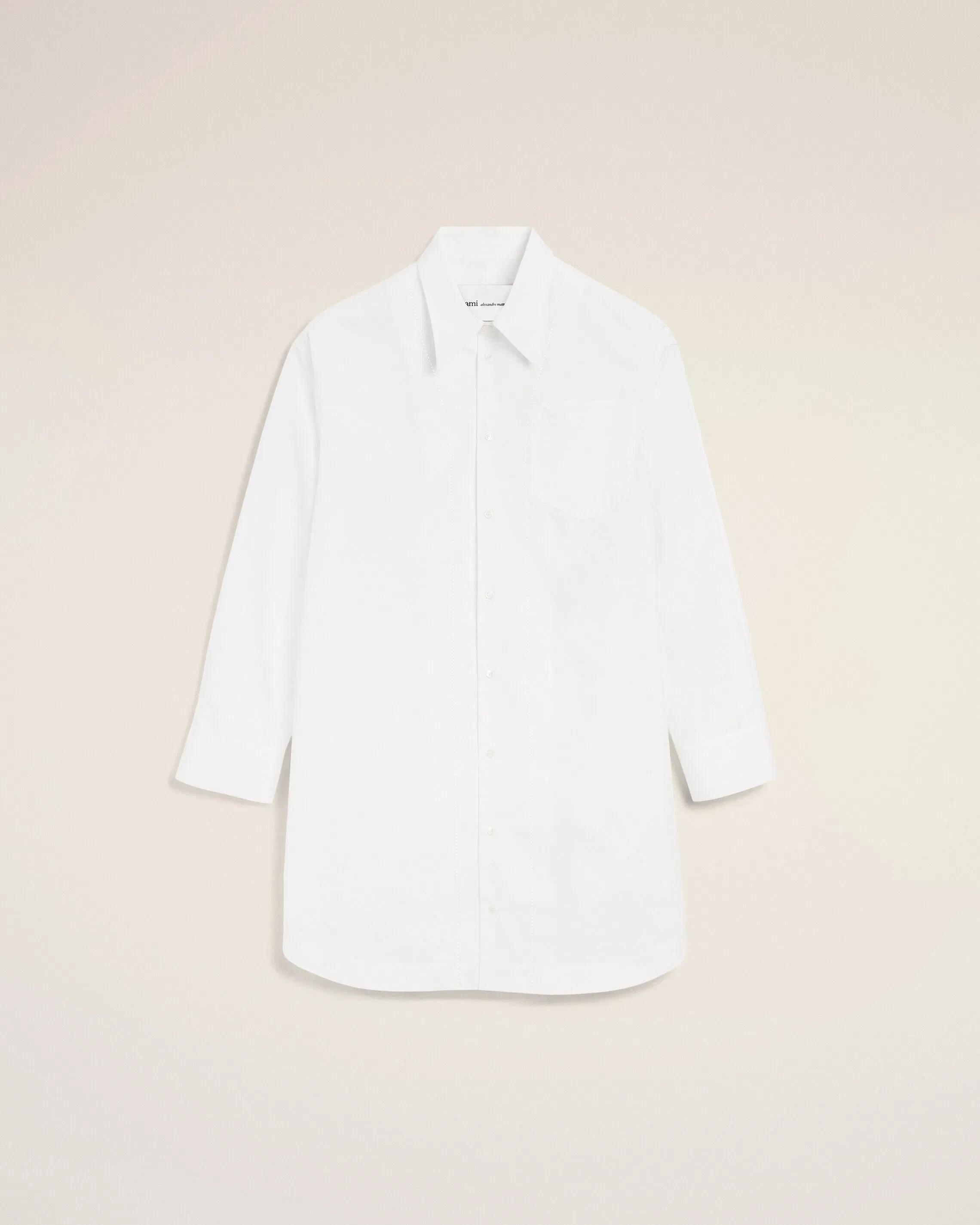White Cotton Ami De Coeur Wide Shirt Dress