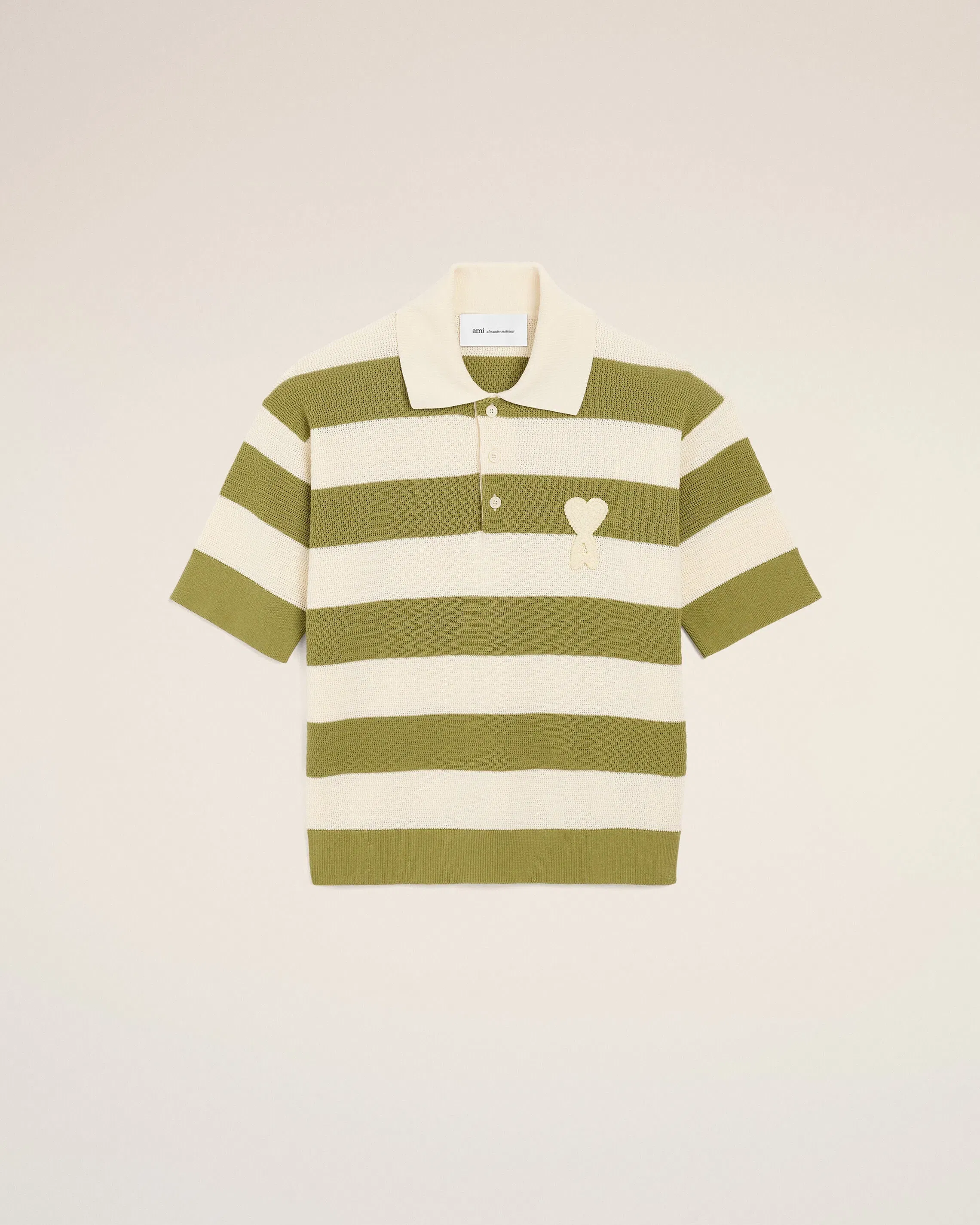 White Cotton Short Sleeves Ami De Coeur Polo Cream Women's