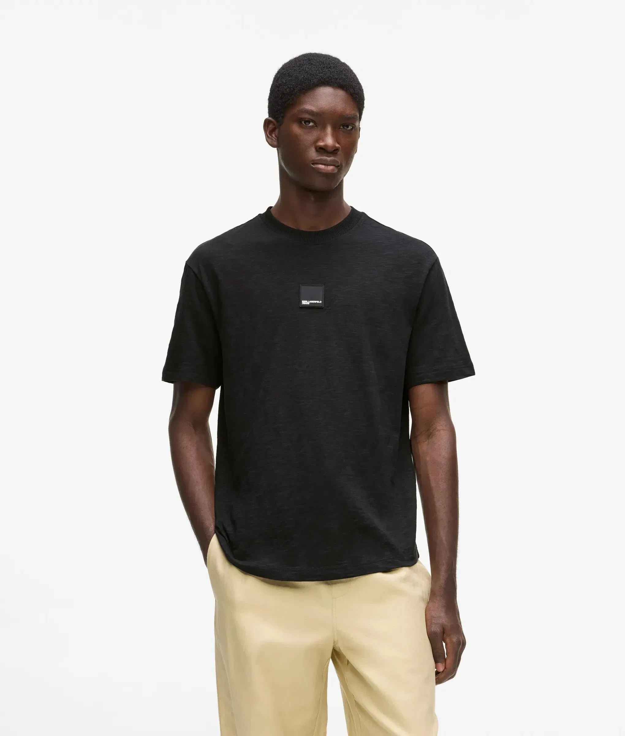 Karl Lagerfeld Curved Hem T - Shirt Black