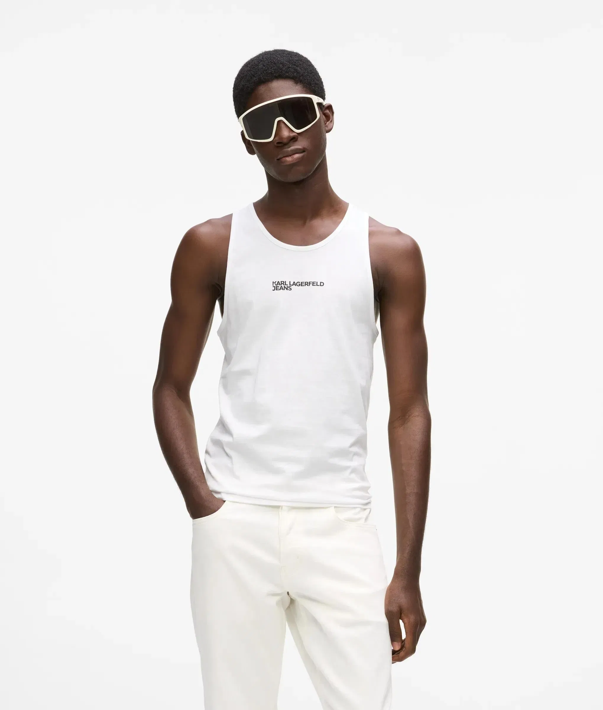 Karl Lagerfeld Logo Tank Top White