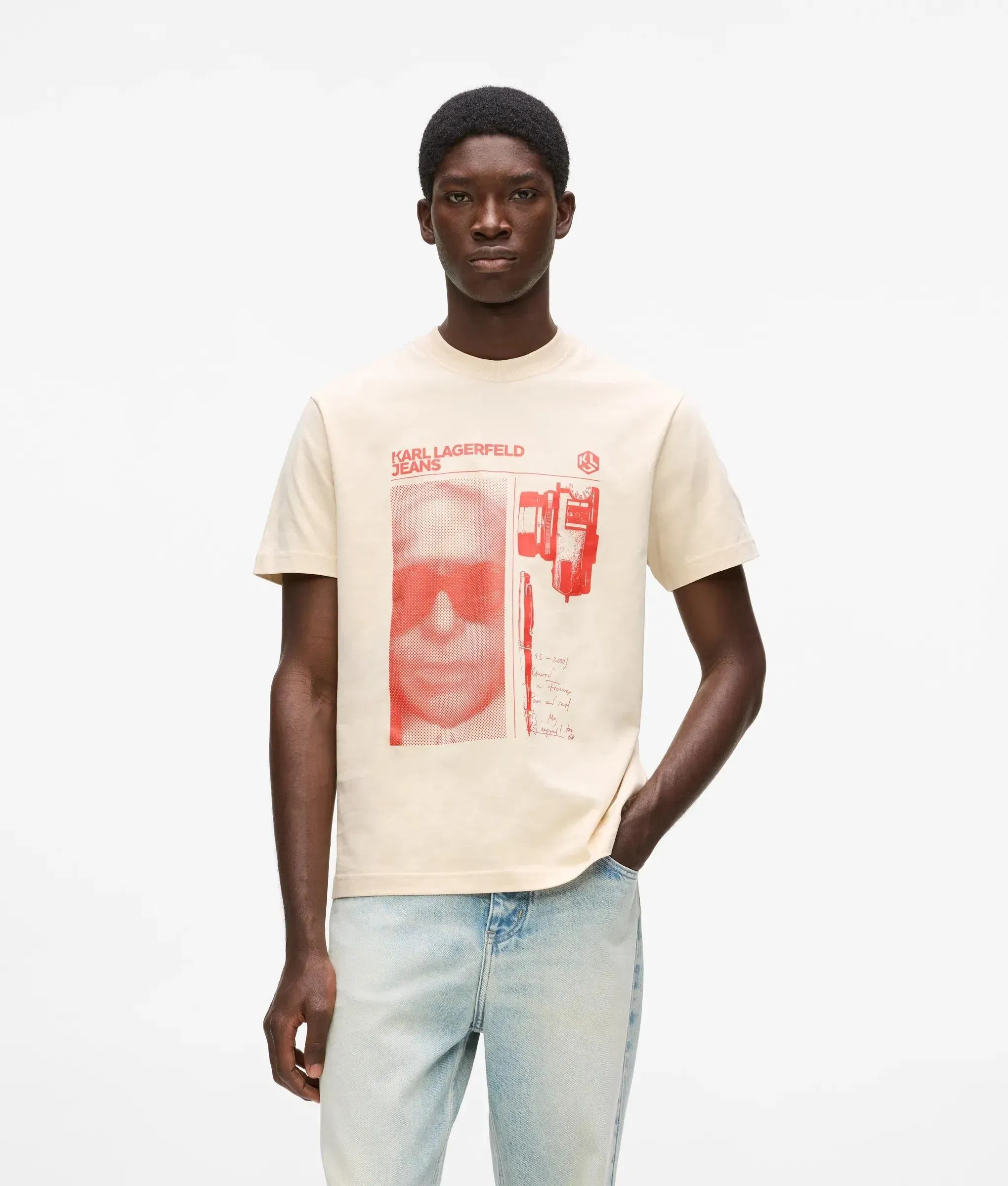 Karl Lagerfeld Graphic Karl Print T - Shirt Whitecap Grey