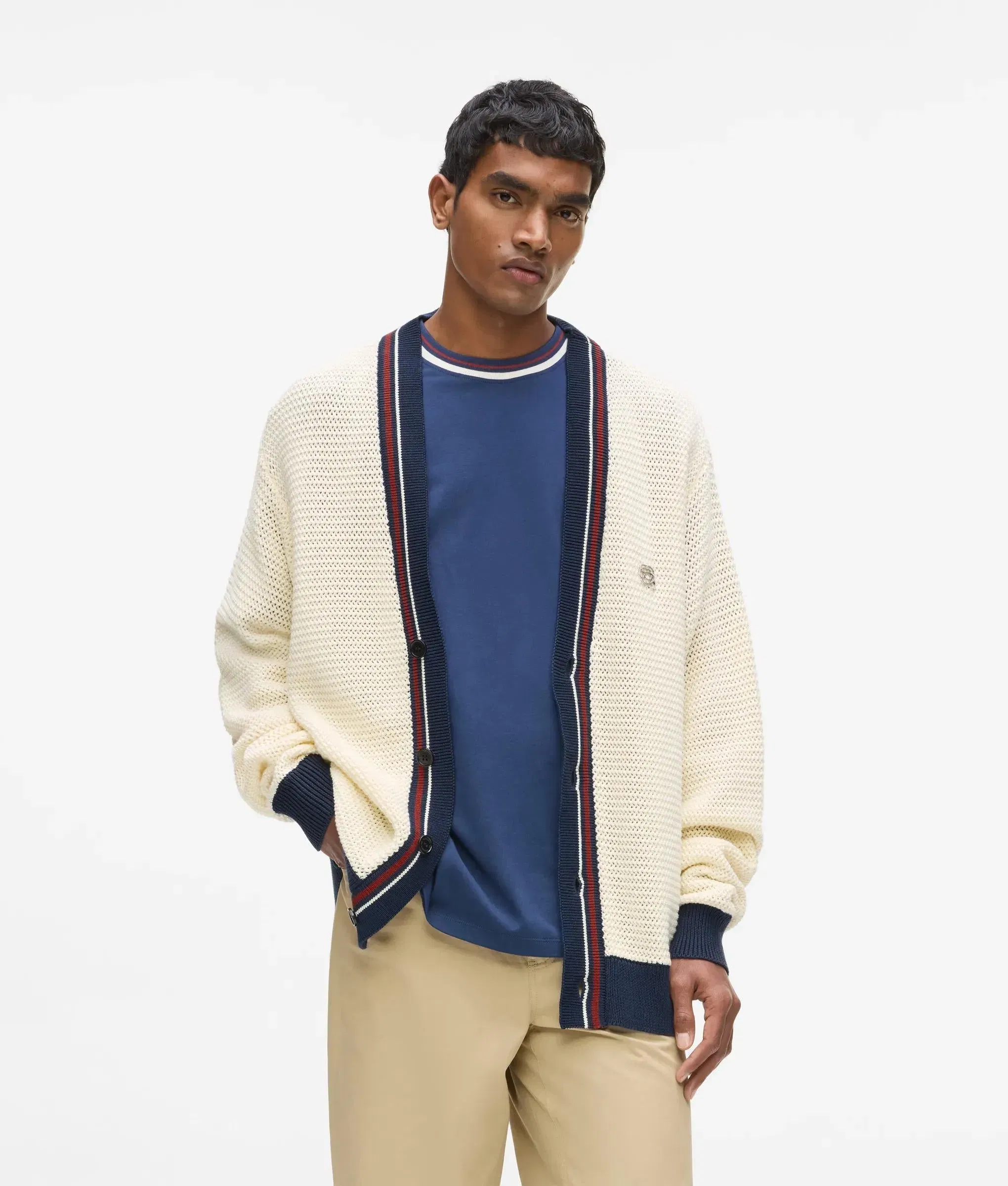 Karl Lagerfeld Ikon Textured Cardigan Cannoli Cream