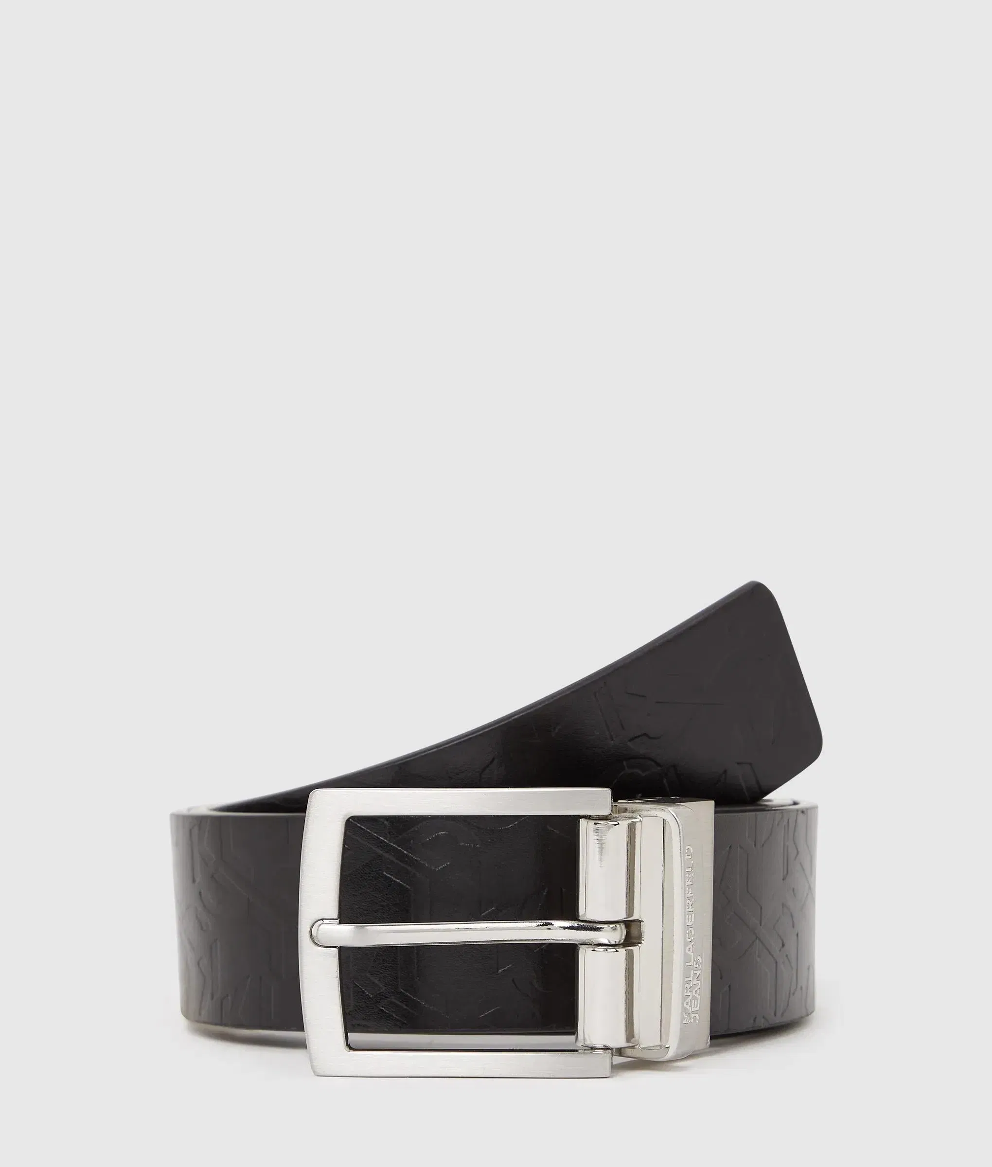 Karl Lagerfeld Monogram Reversible Belt Klj Black - Monogram