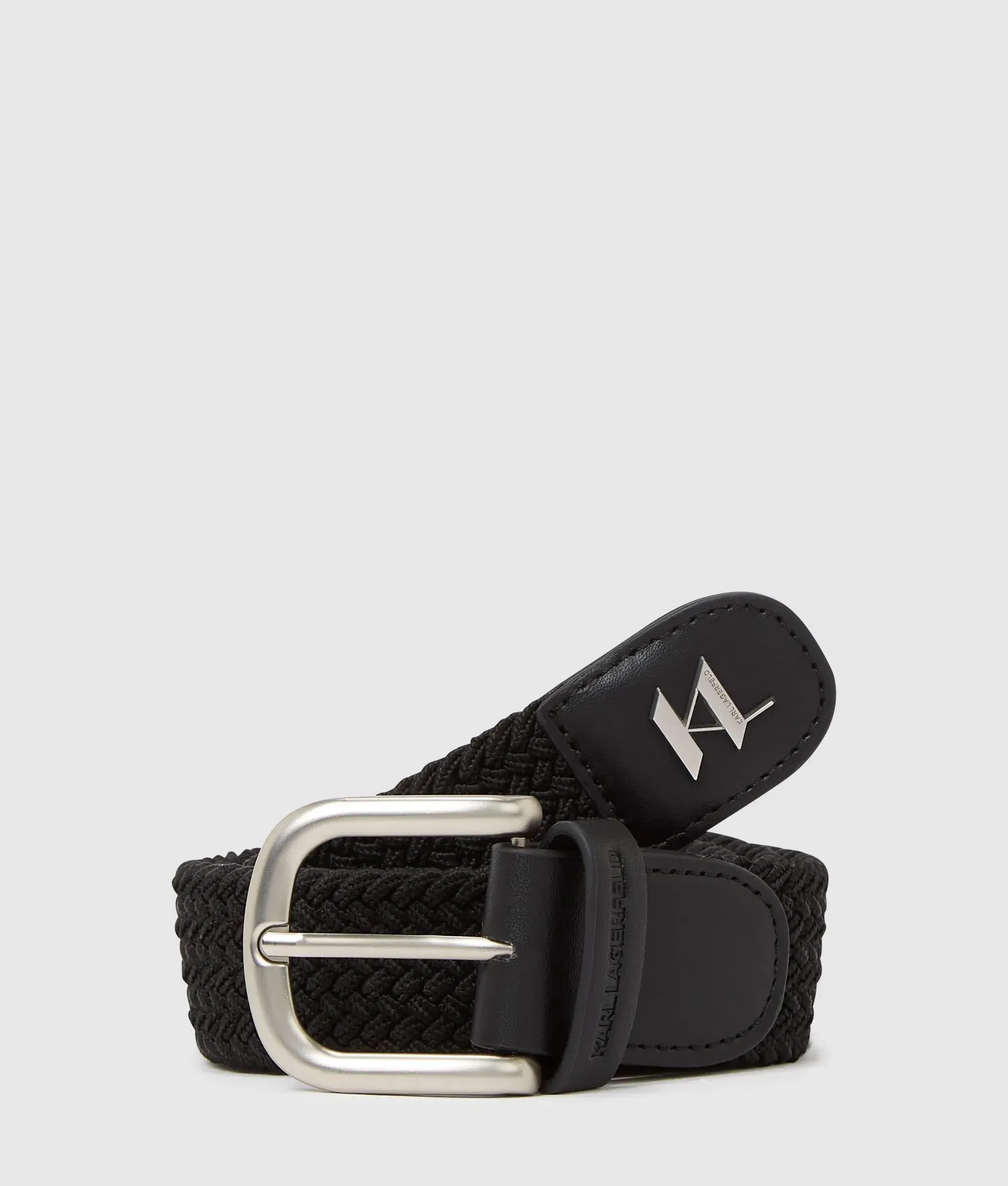 Karl Lagerfeld Monogram Woven Belt Black