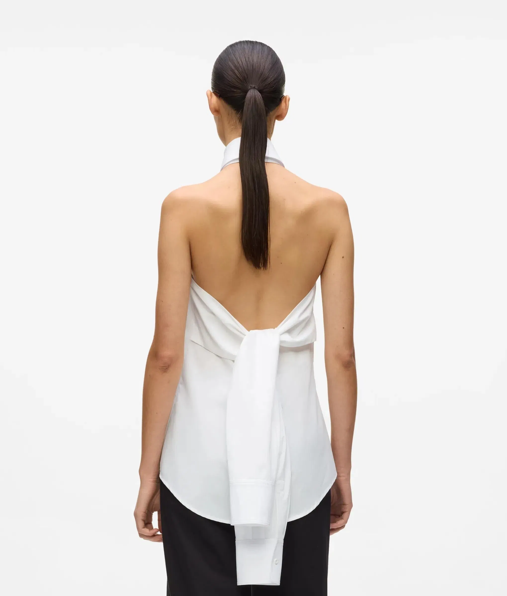 Karl Lagerfeld Tie Back Sleeveless Shirt White