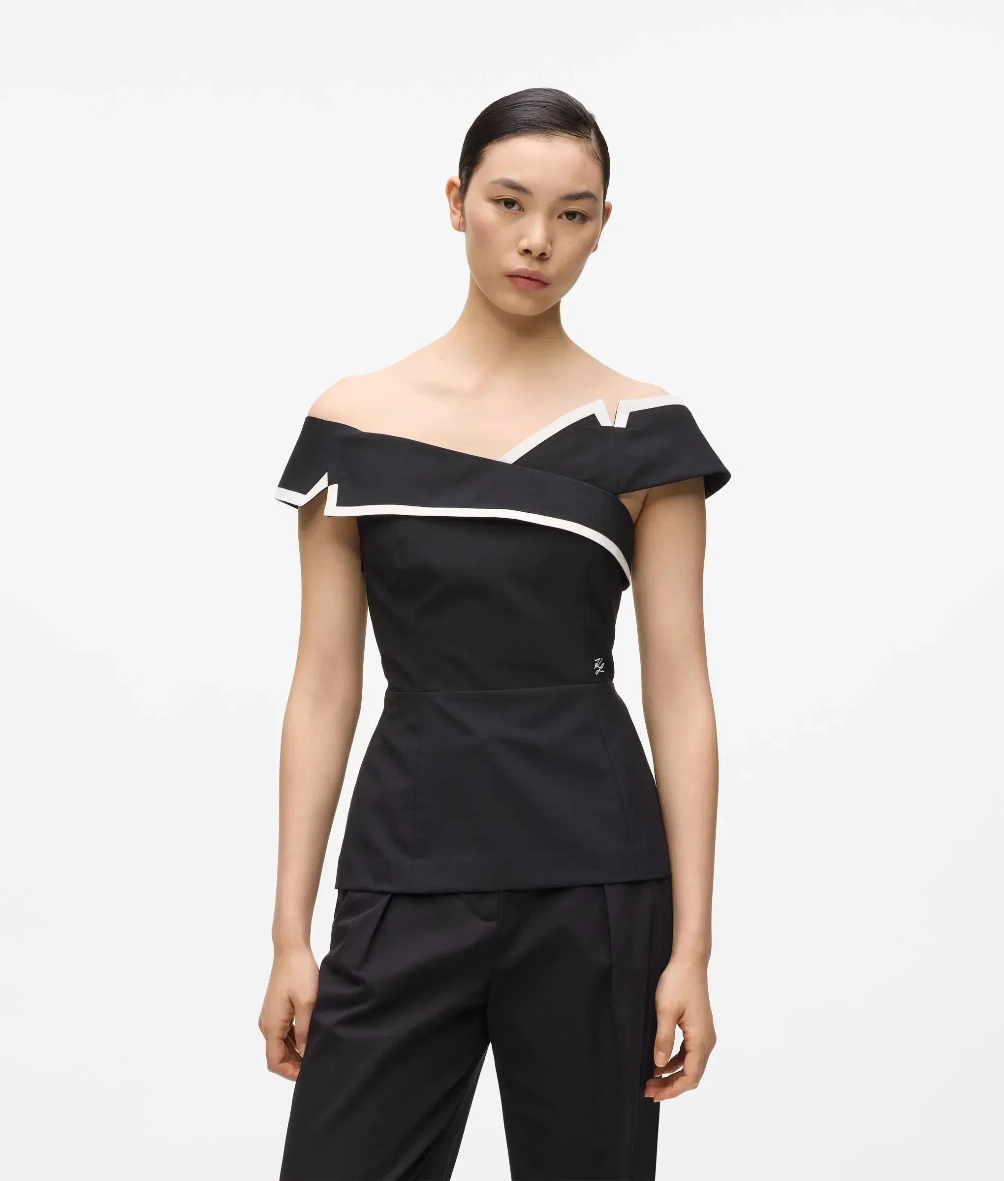 Karl Lagerfeld Tailored Off - Shoulder Top Black