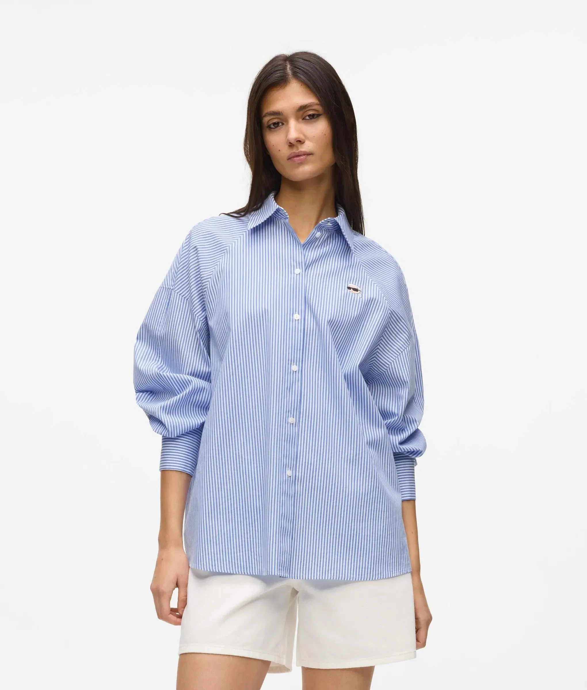 Karl Lagerfeld Ikon Striped Shirt White And Blue Stripes