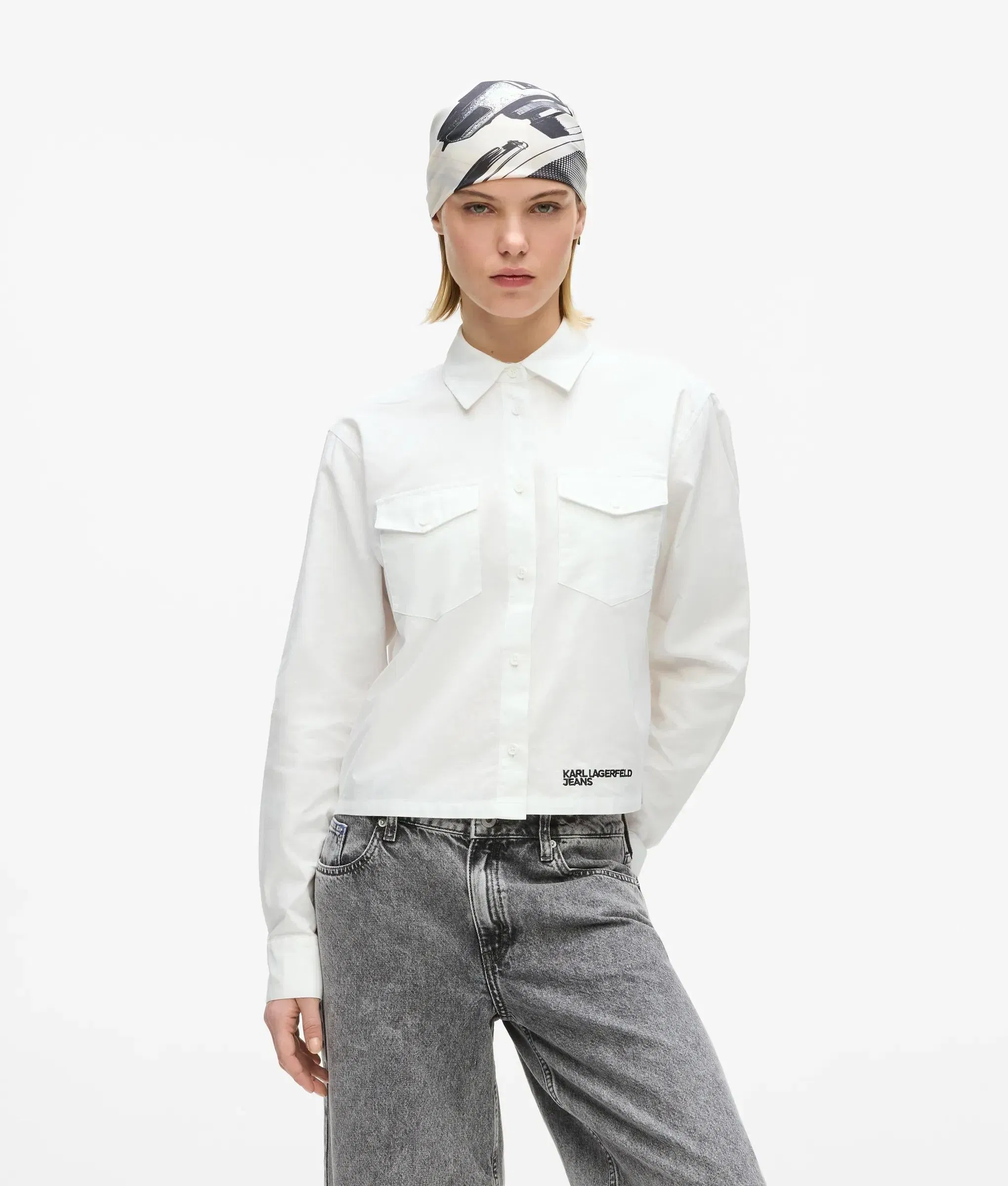 Karl Lagerfeld Logo Oxford Shirt White