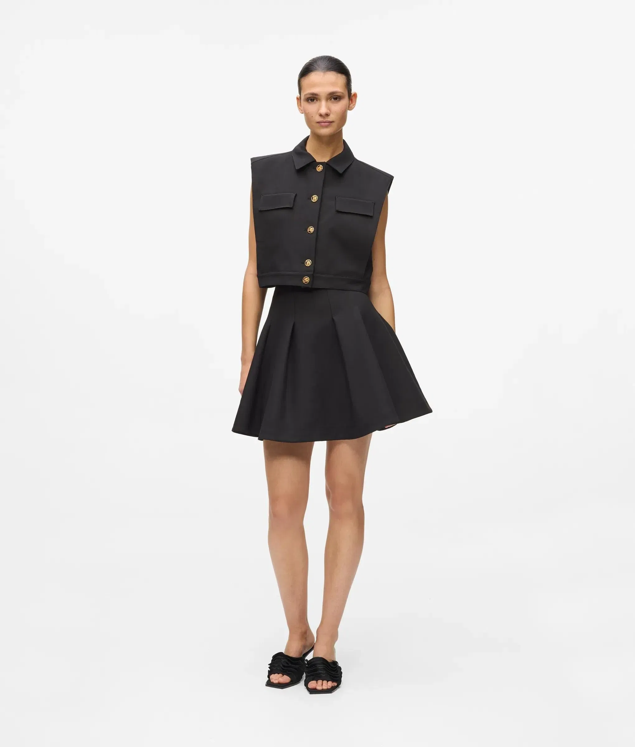 Karl Lagerfeld Flared Mini Skirt Black